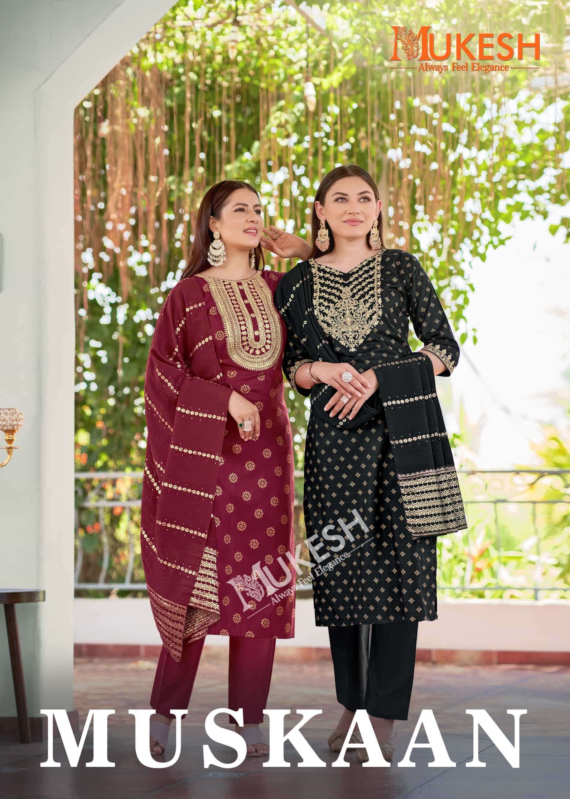 MUKESH MUSKAAN DESIGNER RAYON FOIL SALWAR SUIT FESTIVAL CATALOG