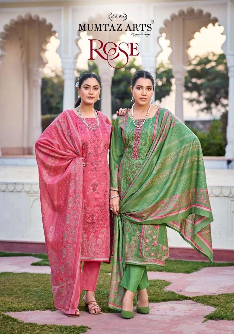 MUMTAZ ARTS ROSE BRAND DESIGNER SATIN FABRIC SUIT LADIES RESELLER  