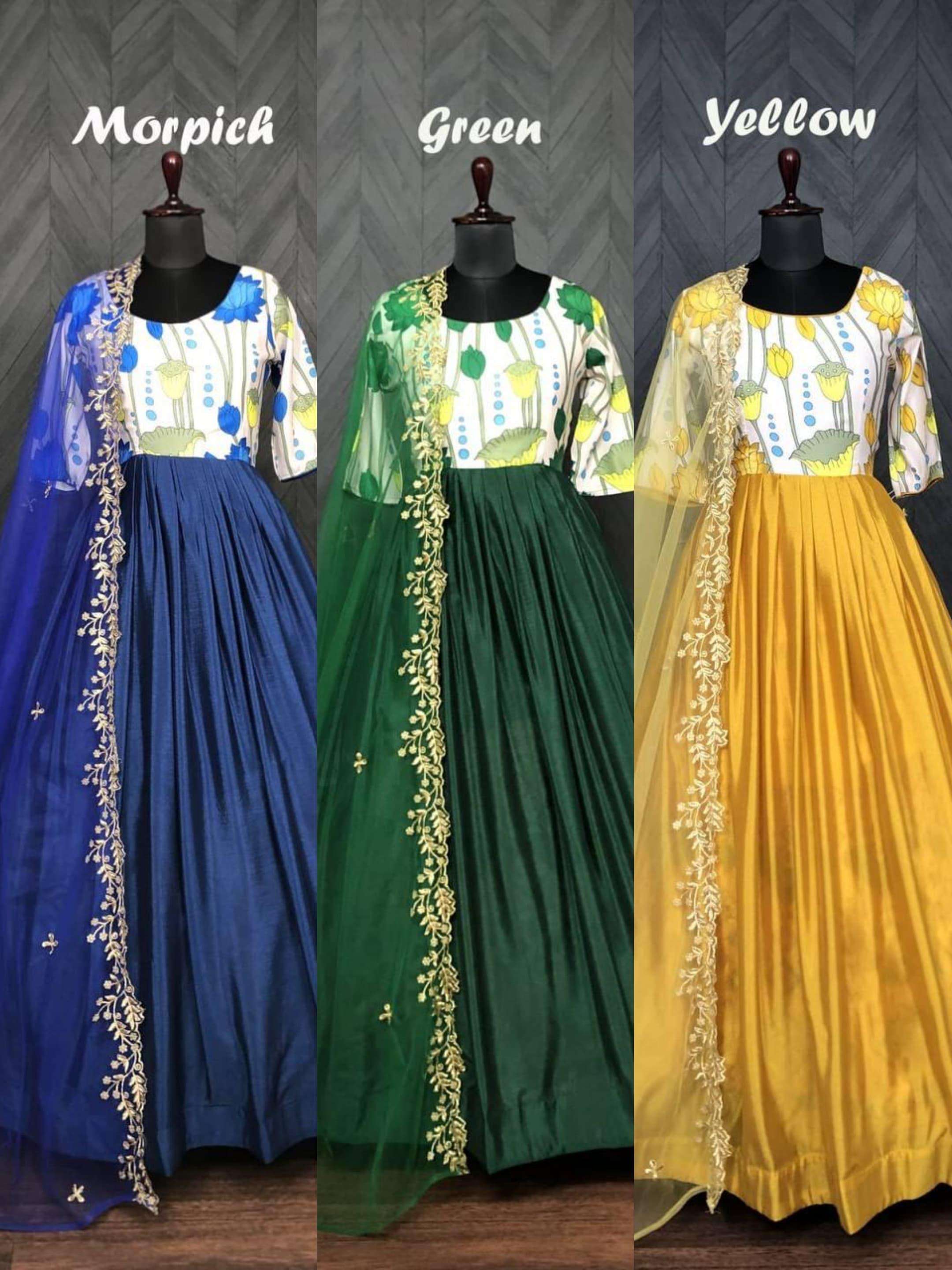 MUSLIN SILK WITH FANCY LOOK LONG GOWN  LW 9060