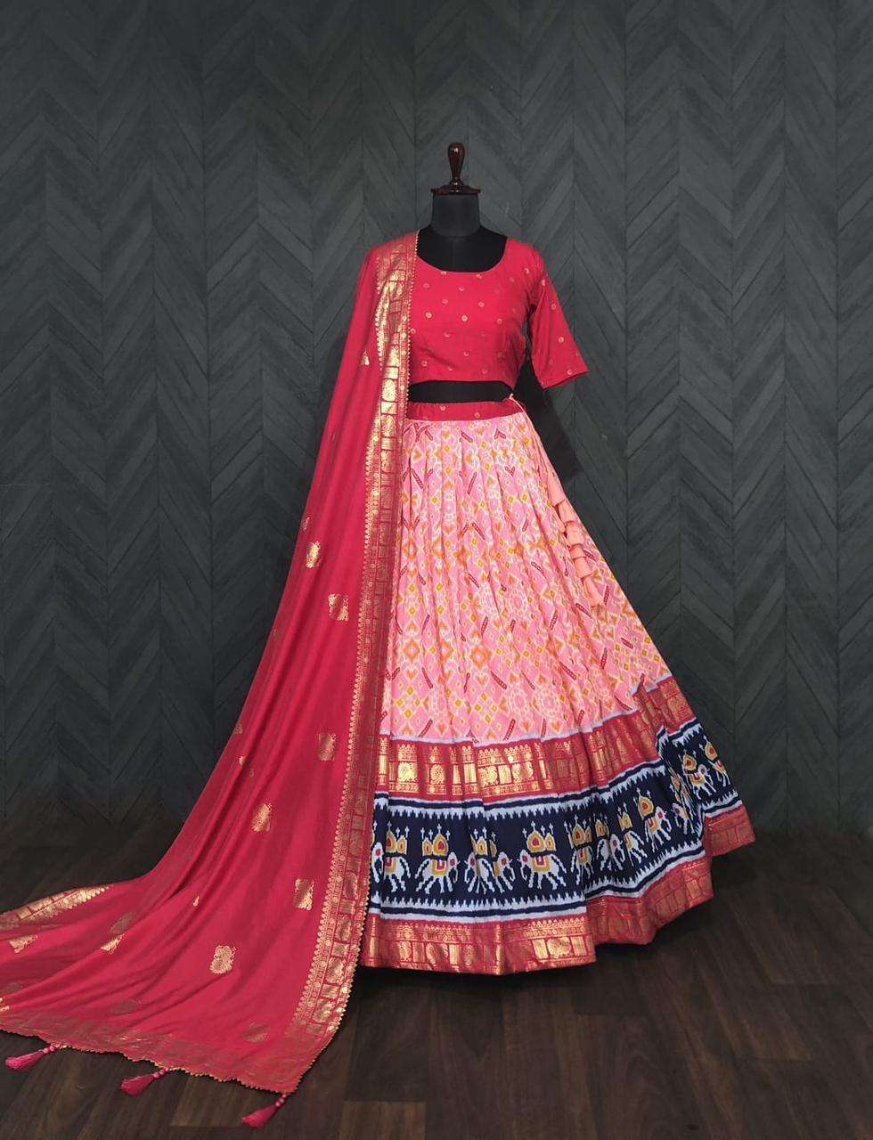 NAVRATRI FESTIVAL SPECIAL PATOLA DESIGN SILK FABRIC LEHENGA CHOLI LW 7059