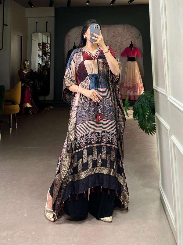 NNK 3023 VISCOSE SILK SUMMER SPECIAL PRINTED KAFTAN STYLE KURTI 