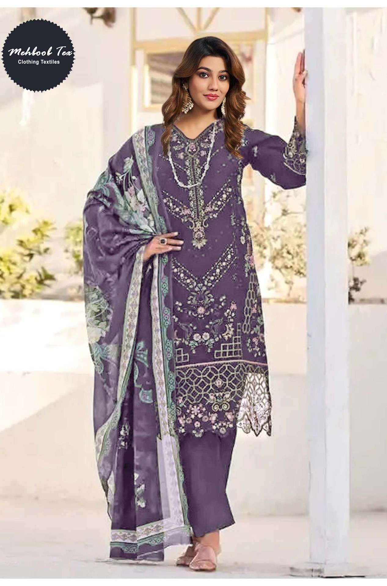 OMBRE LAWN COLLECTION 25 VOL 7 1618 PAKISTANI PURPLE COLOR DRESS FOR EVENT CATALOG