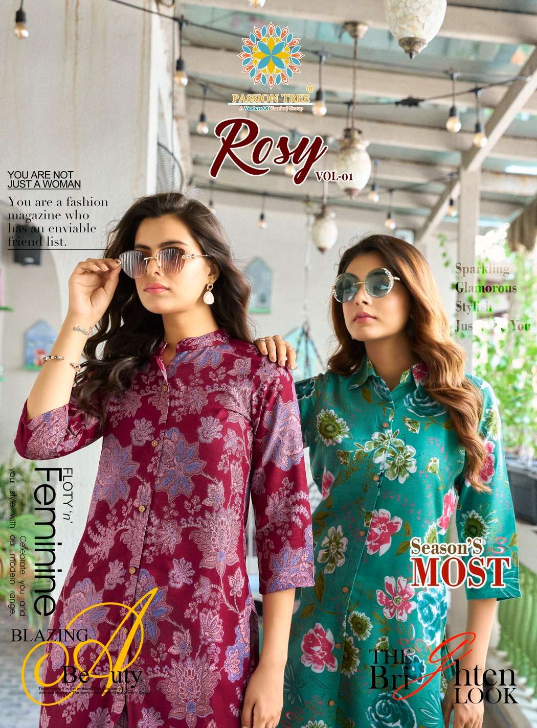 PASSION TREE ROSY VOL 1 PRINTED GIRLS RAYON KURTI OFFICE & DAILY WEAR 