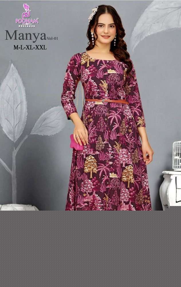 POONAM DESIGNER MANYA VOL 1 WESTERN STYLE KURTI COLLECTION LOW PRICE AT ONLINE