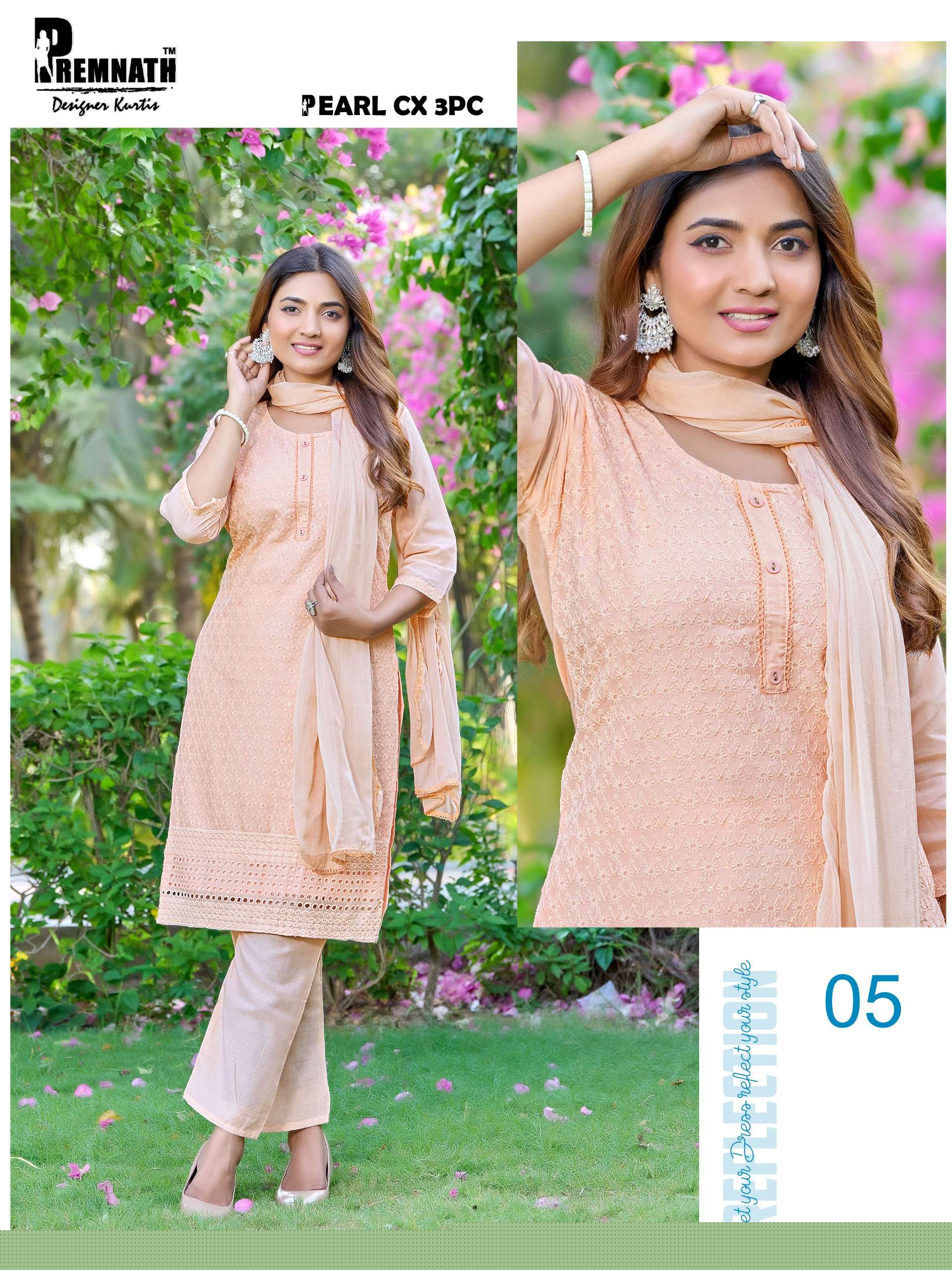 PREMNATH PEARL CX 3PC READYMADE CHIKAN KURTI SUIT FOR WOMEN DEALER 