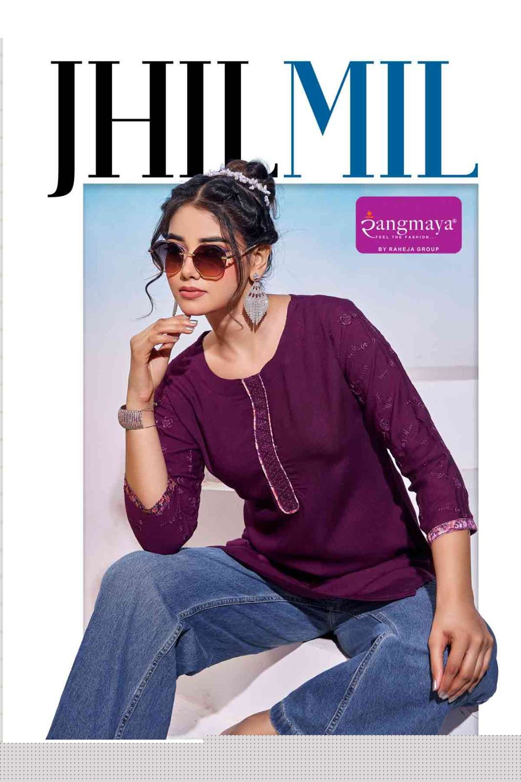 RANGMAYA JHIL MIL GIRLS TUNIC PLAIN SHORT KURTI FASHION ONLINE ETHNIC STORE 