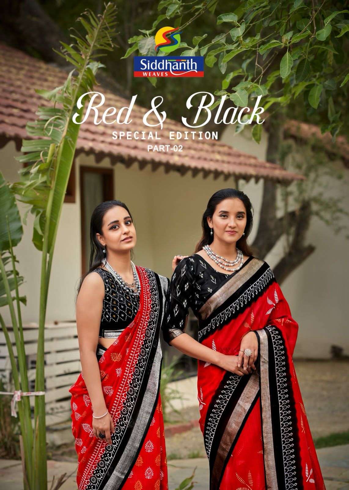 RED & BLACK PART VOL 2 LINEN COTTON PARTY WEAR SAREE 