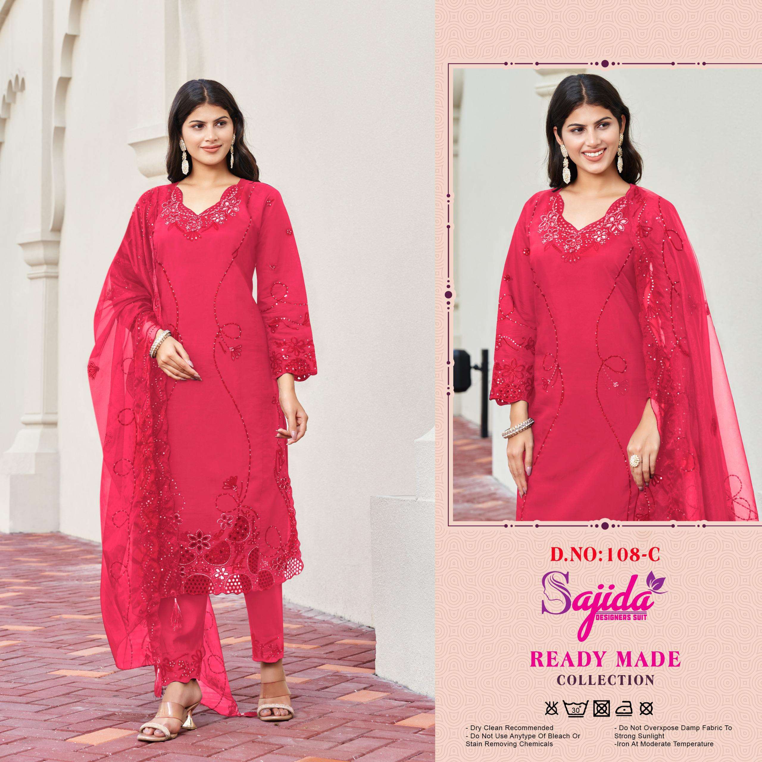 SAJIDA DESIGNER SUIT 108 PARTY WEAR SILK READYMADE SUIT WOMEN WEAR DEALER