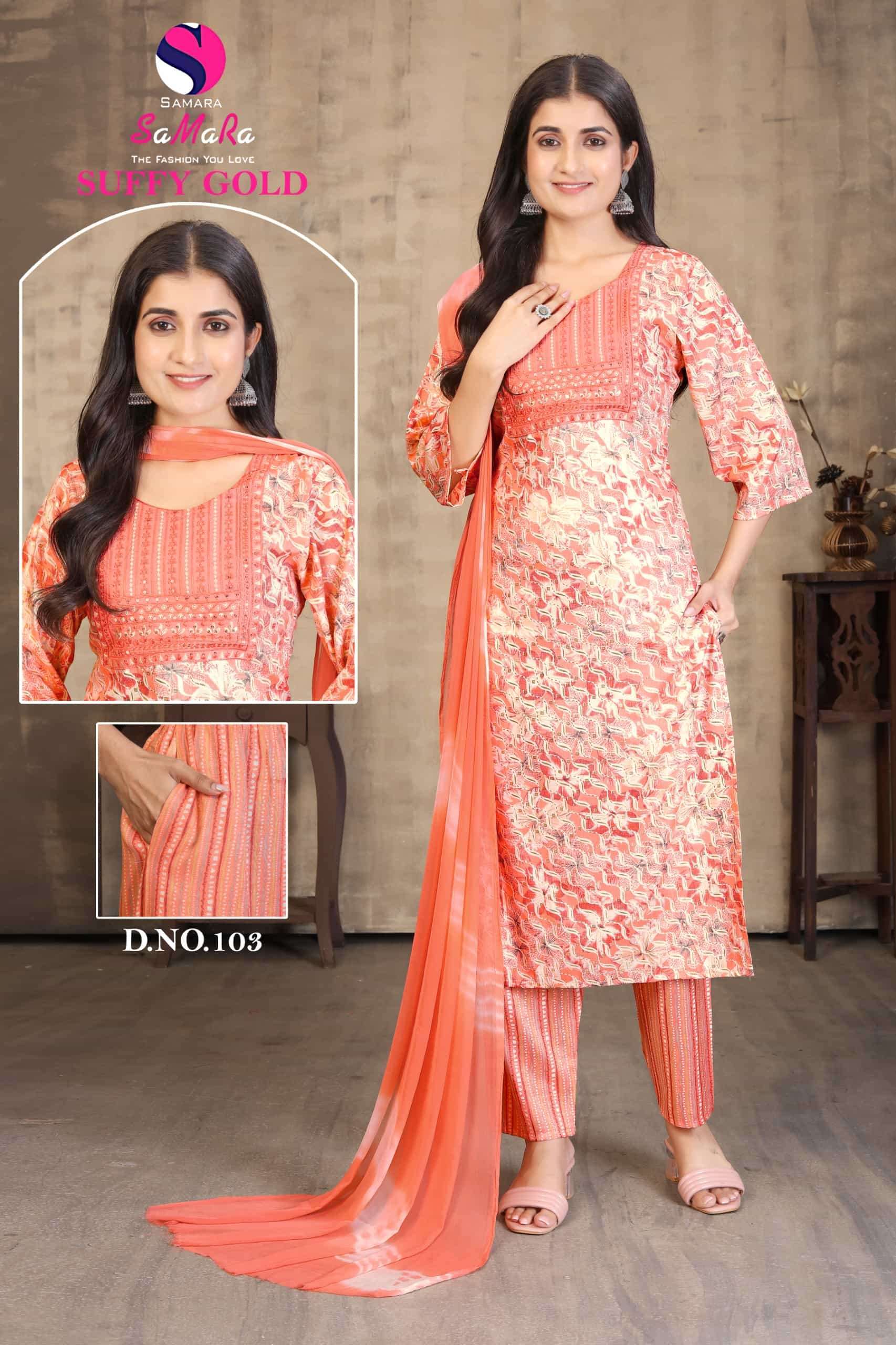 SAMARA SUFFY GOLD VOL 1 HIT FUNCTION KURTI PANT SUIT FOR WOMEN DEALER 