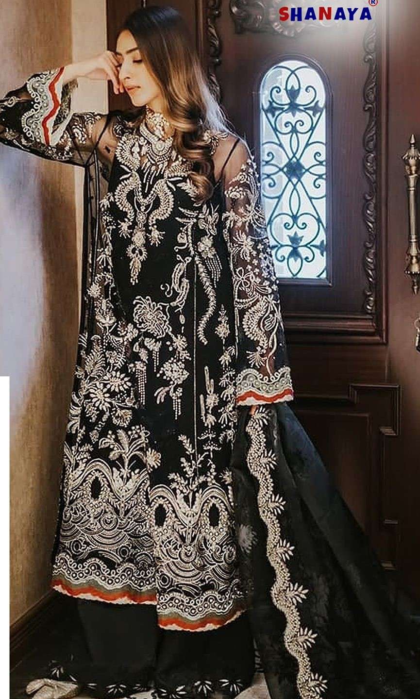 SHANAYA ROSE BRIDAL S 74 ORGANZA EMBROIDERY PAKISTANI BLACK SUIT DEALER