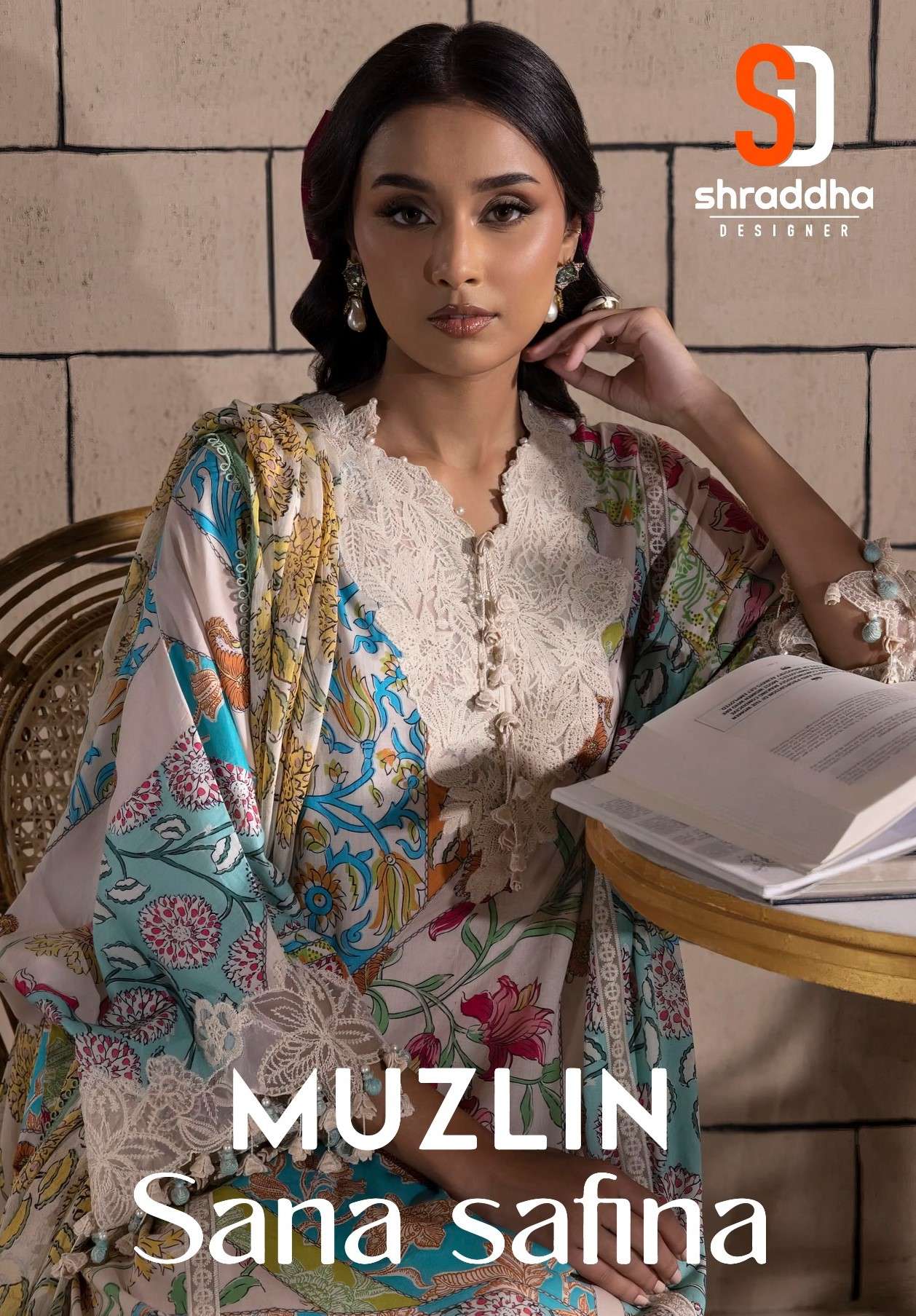 SHARADDHA MUZLIN SANA SAFINAZ PAKISTANI DESIGN LAWN COTTON UNSTITCH SUIT 