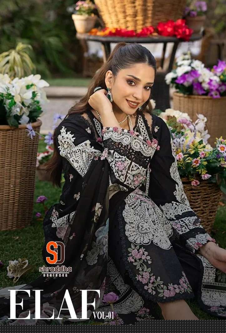 SHRADDHA ELAF VOL 1 PAKISTANI SUIT COTTON FABRIC HIGH QUALITY LOW PRICE SHOP SURAT