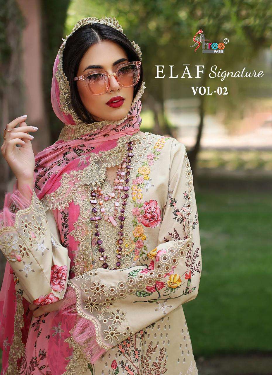 SHREE FABS ELAF SIGNATURE VOL 2 TOP PAKISTANI DESIGN UNSTITCH SUIT SUPPLIER 