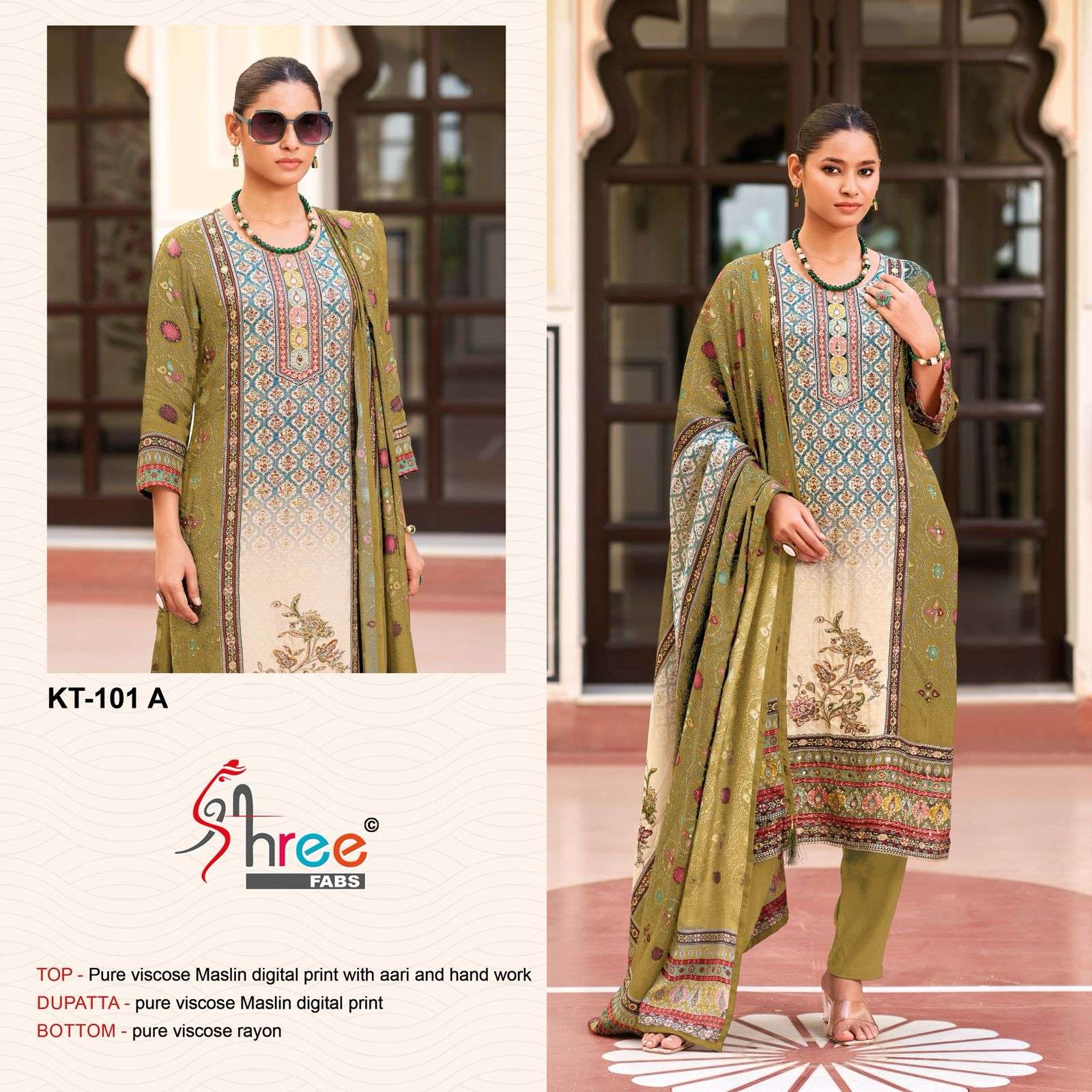 SHREE FABS KT 101 FESTIVAL COLLECTION MUSLIN WORK LADIES SUIT ONLINE