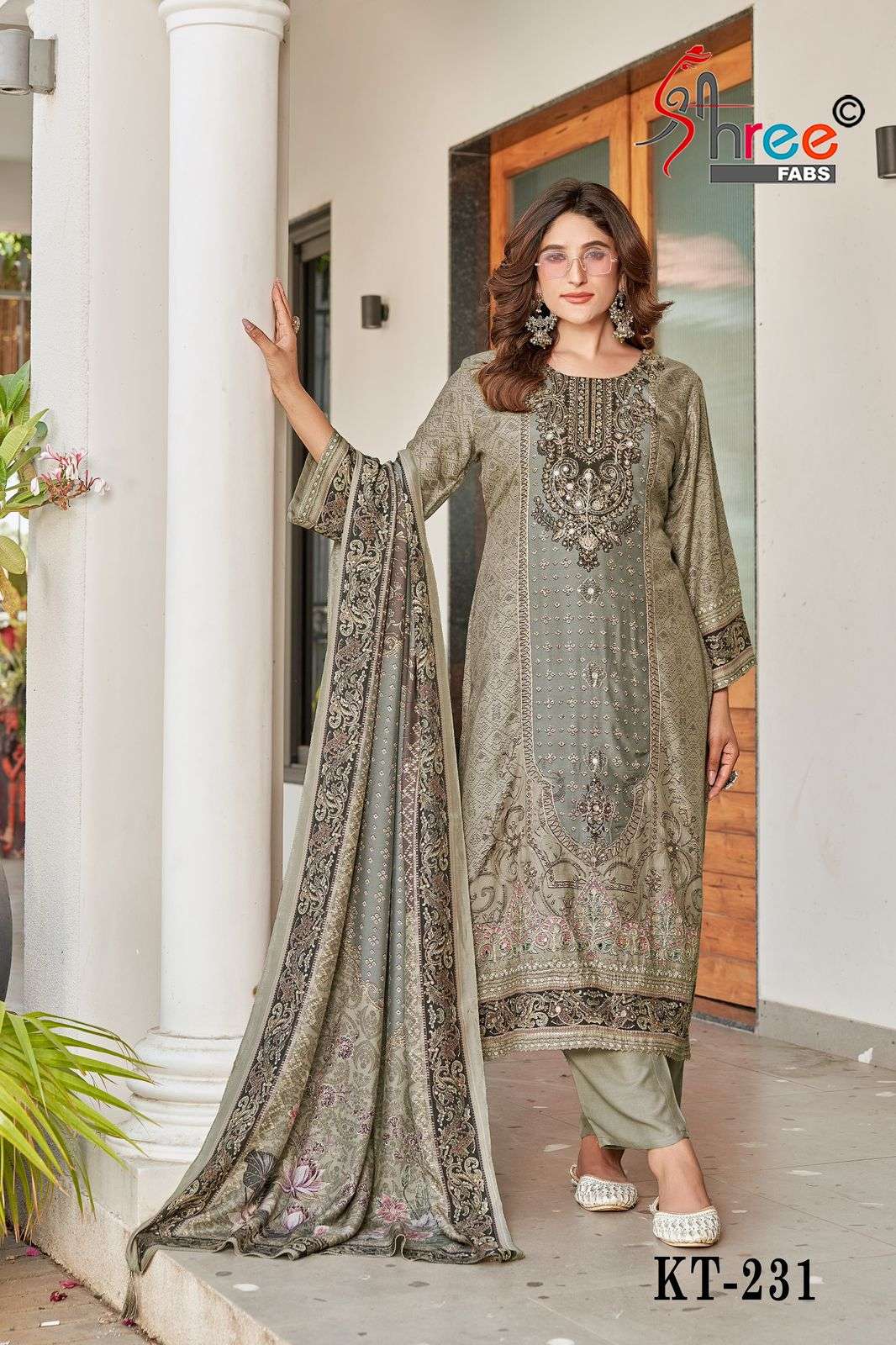 SHREE FABS KT 231 FESTIVAL WEAR MUSLIN WORK LADIES SUIT DEALER SHOP