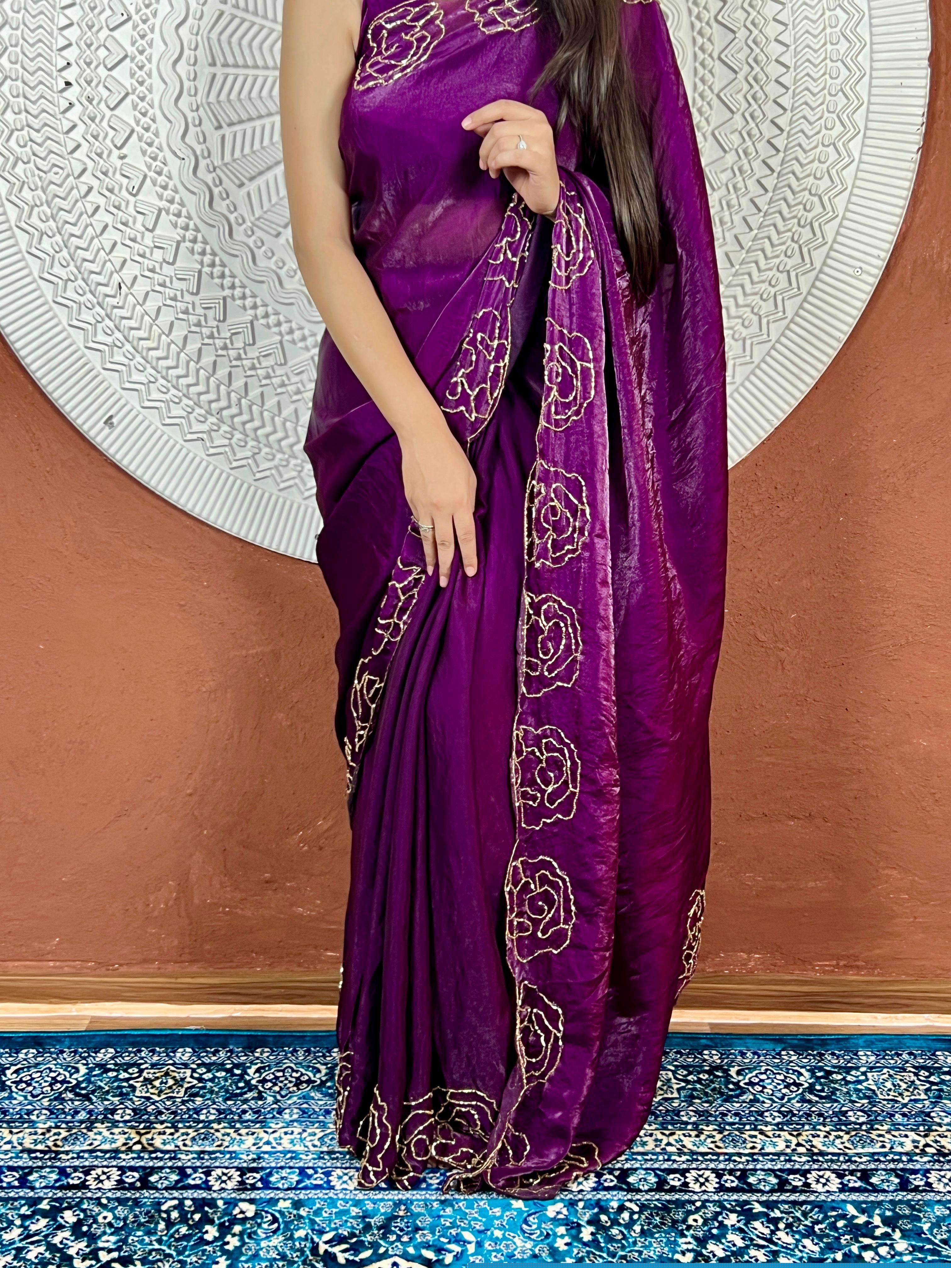 SILK WITH HEAVY ROSE DESIGNER ZARI BORDER FANCY SAREE  VK 4369