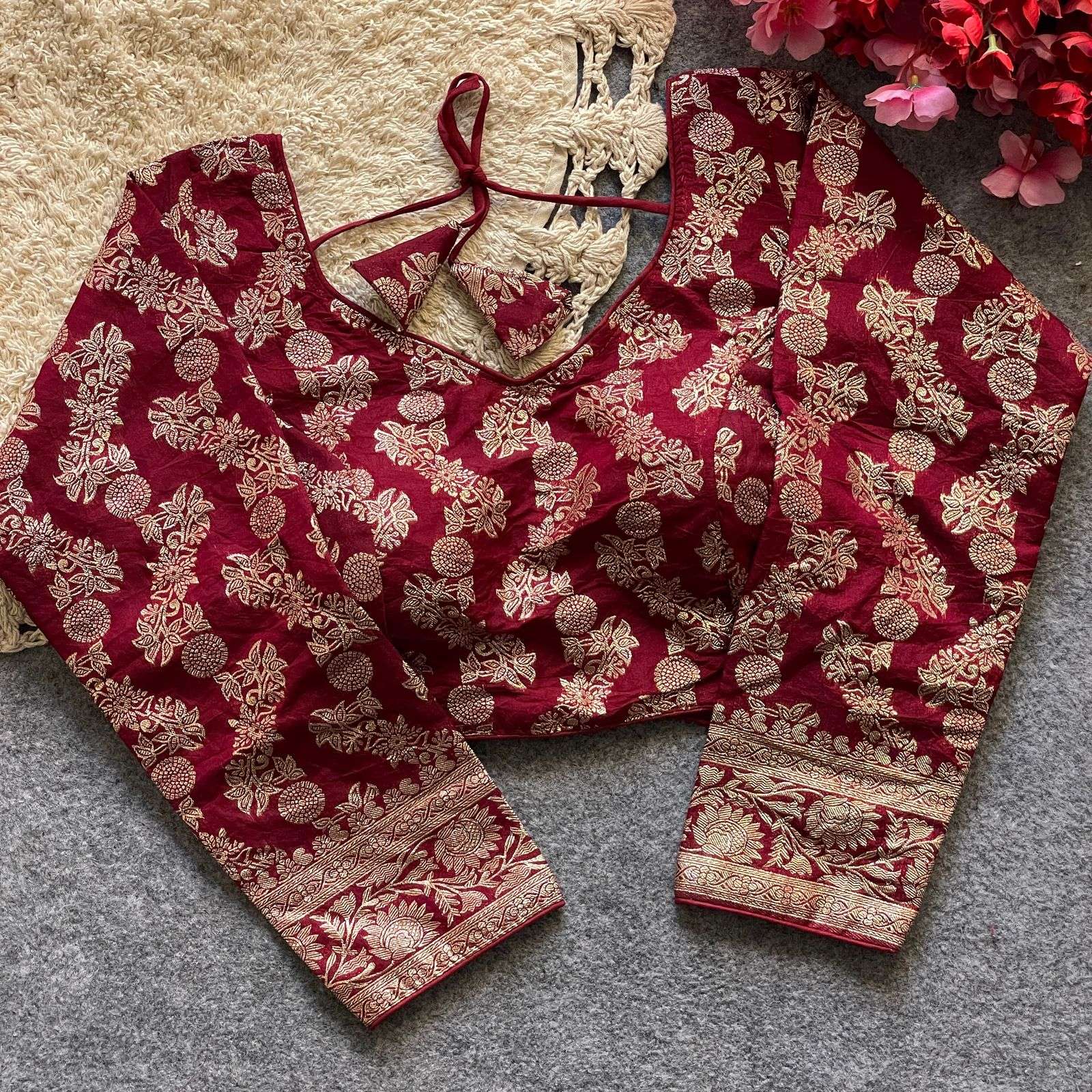 Soft Dola Silk weaving design fancy stich blouse