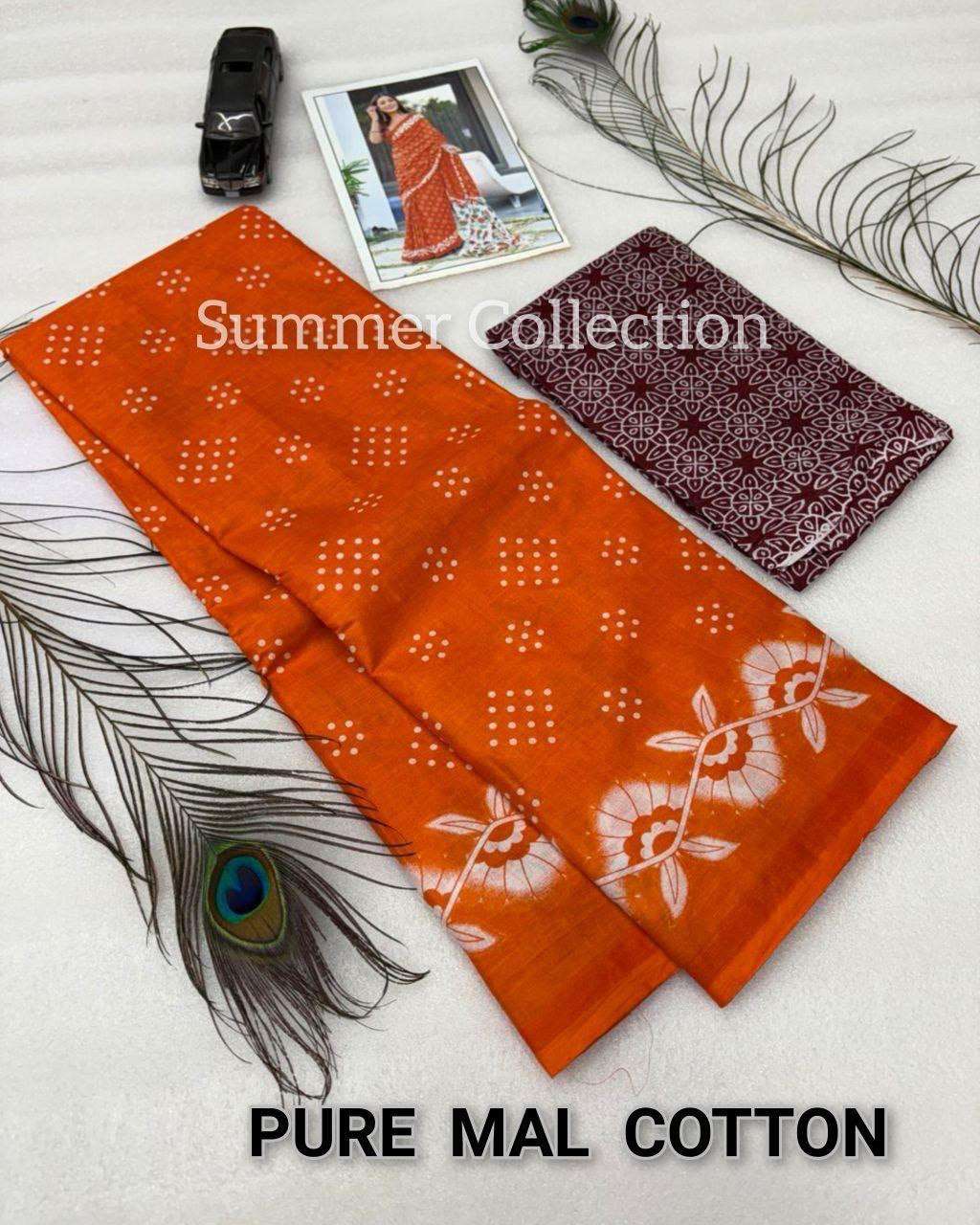 SUMMER COLLECTION MALMAL COTTON PRINT SAREE DAILY WEAR VF