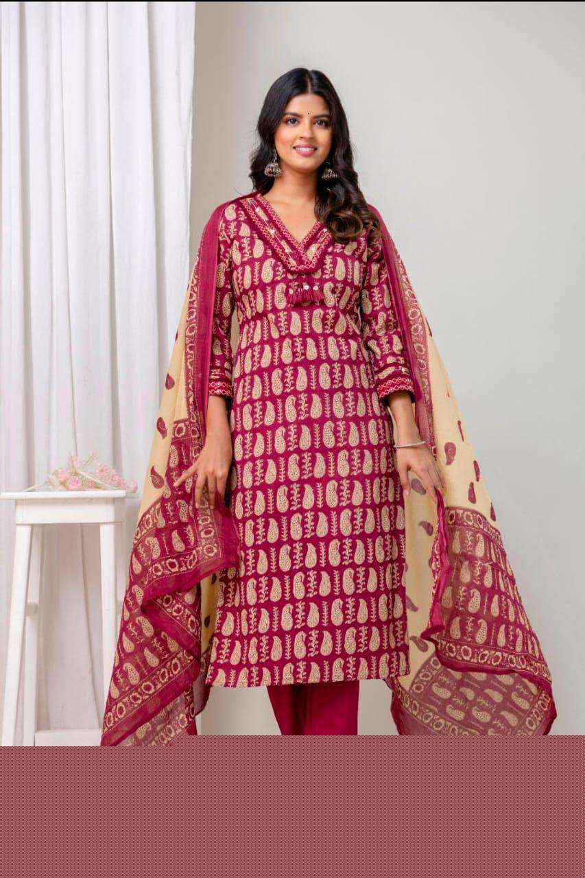 SUMMER FUNCTION DESIGNER COTTON READY LADIES SUIT SUPPLIER KK 