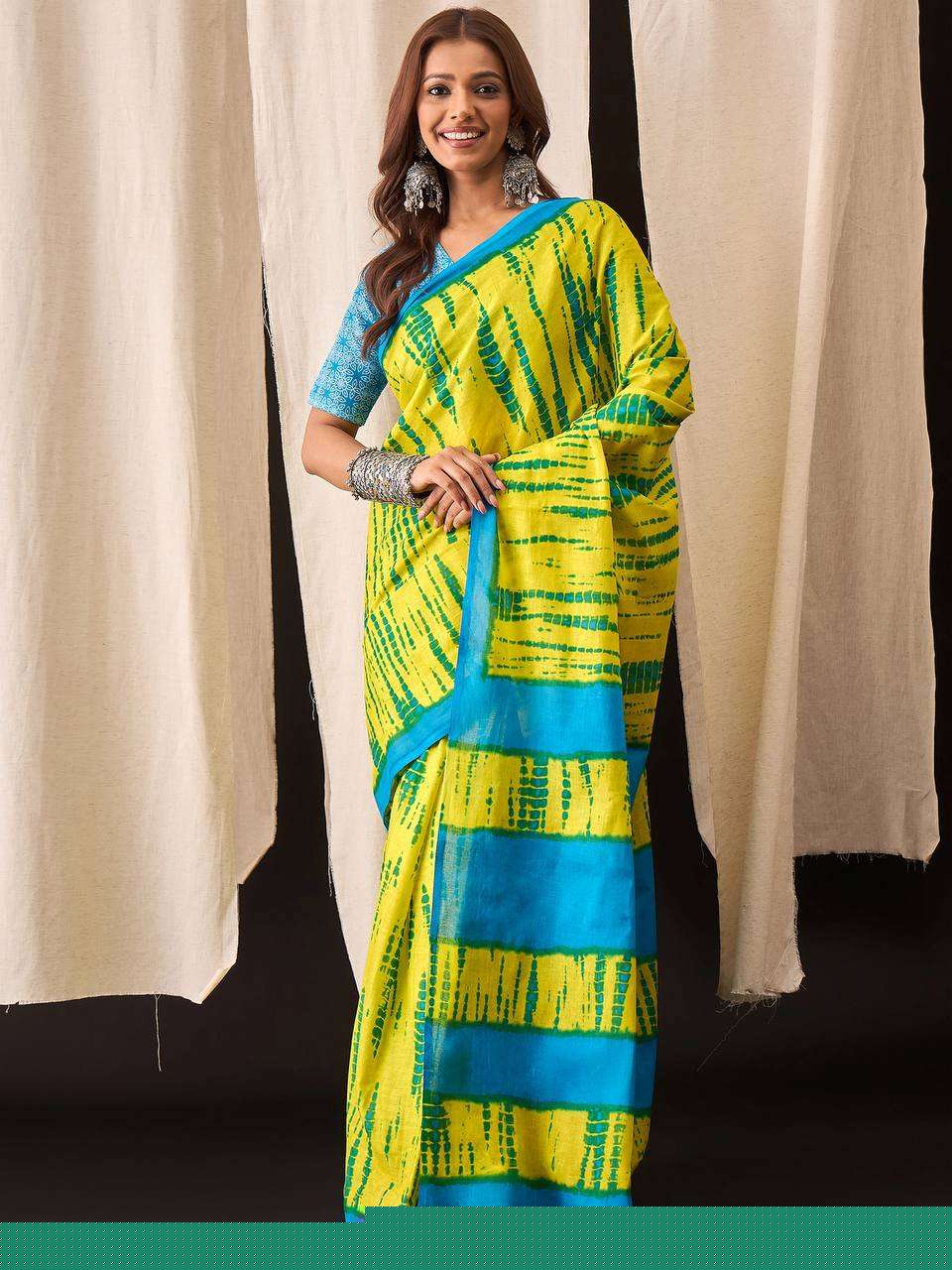 SUMMER SPECIAL COTTON SKY YELLOW COLOR SAREE WHOLESALE PRICE AAGMAN