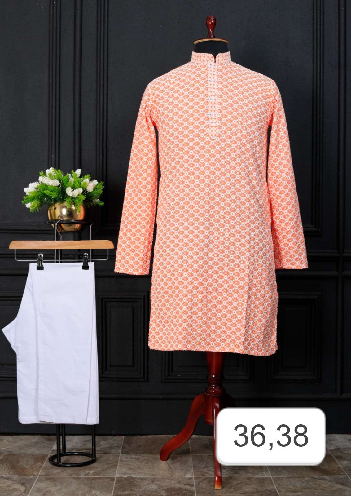 SWASTIK DIGITAL FESTIVAL MENS KURTA CHIKAN KURT PAYJAMA RESELLER SURAT 