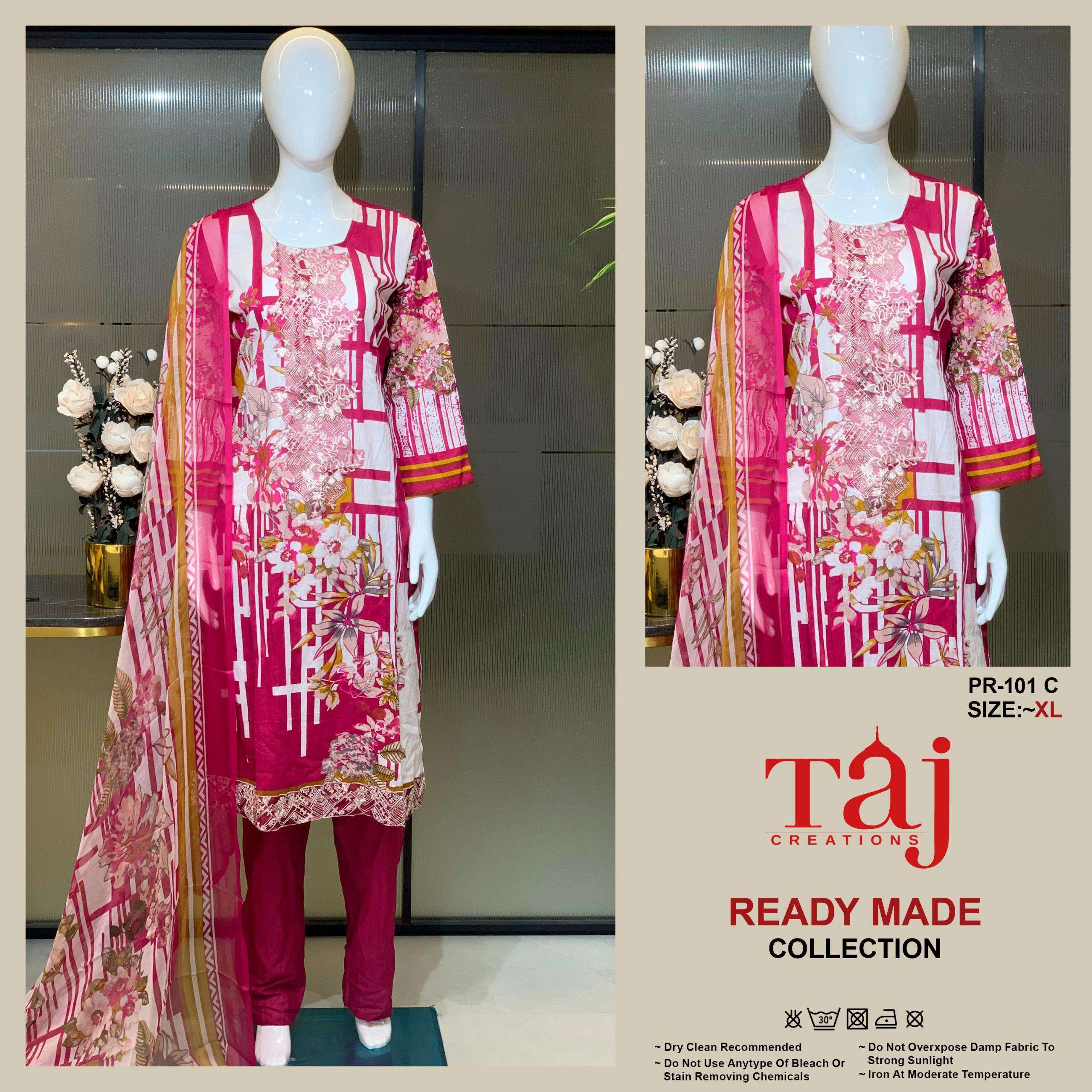 TAJ CREATION PR 101 BEAUTIFUL HIGH QUALITY READYMADE COTTON DESIGN SUIT 