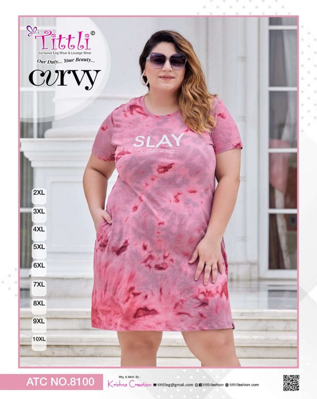 TITTLE CURVY NIGHT DRESS WOMEN BIG SIZE T SHIRTS COLLECTION DEALER