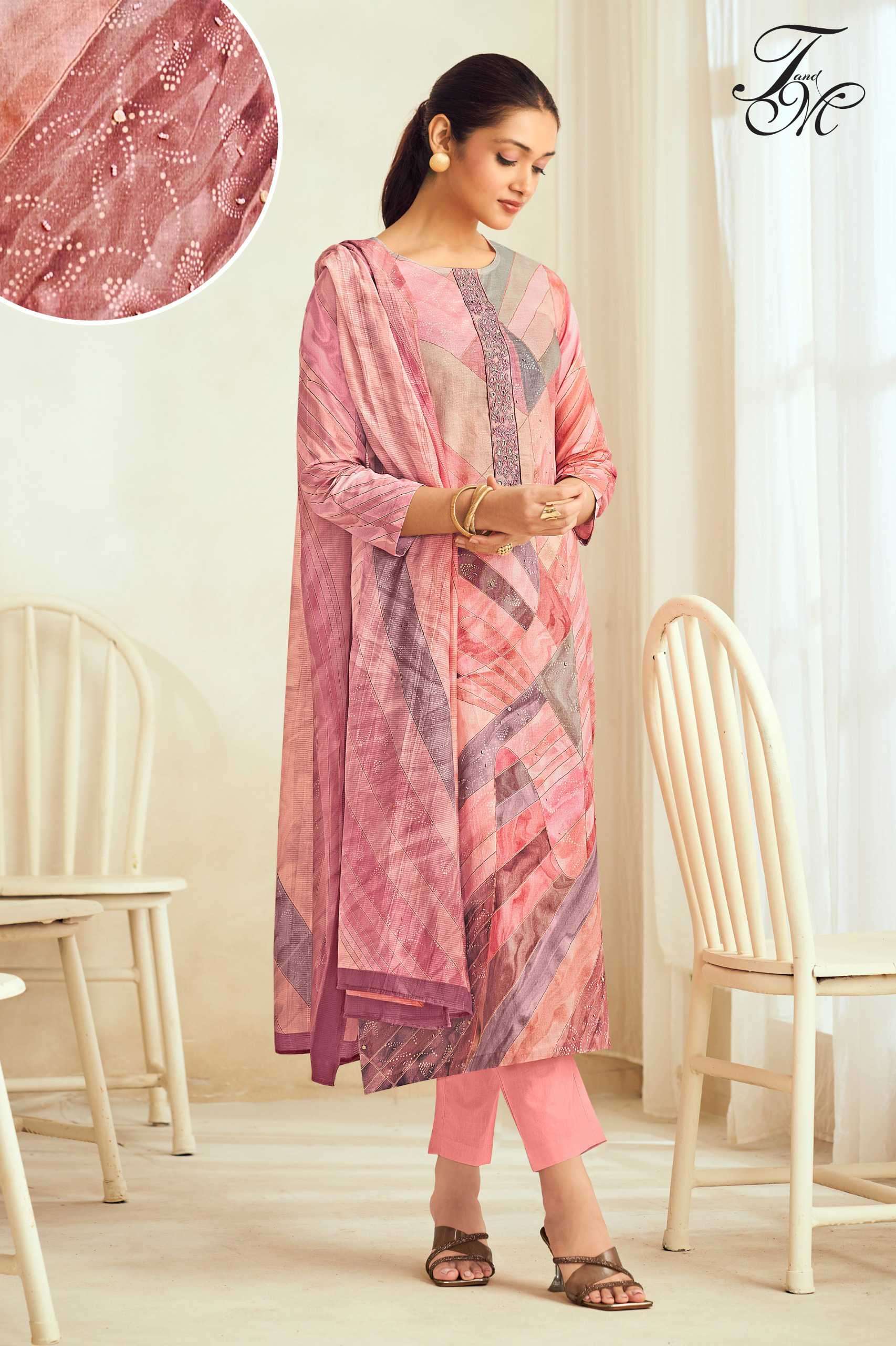 T&M ALEENA FANCY HANDWORK MATERIAL SALWAR SUIT CATALOG RESELLER