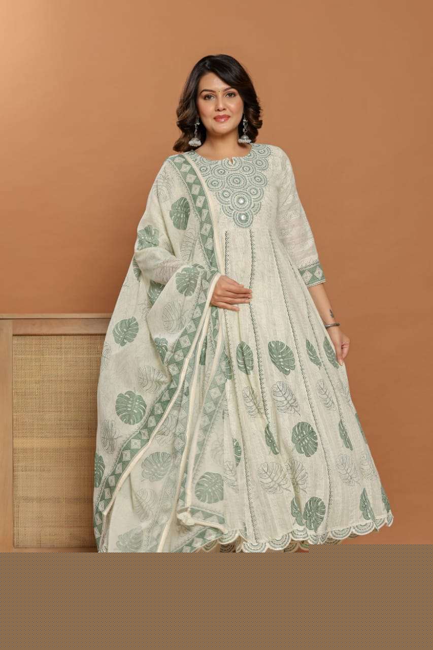 TREND WOMEN FASHION WHITE DESIGNER LONG KURTI SET SHOP AA