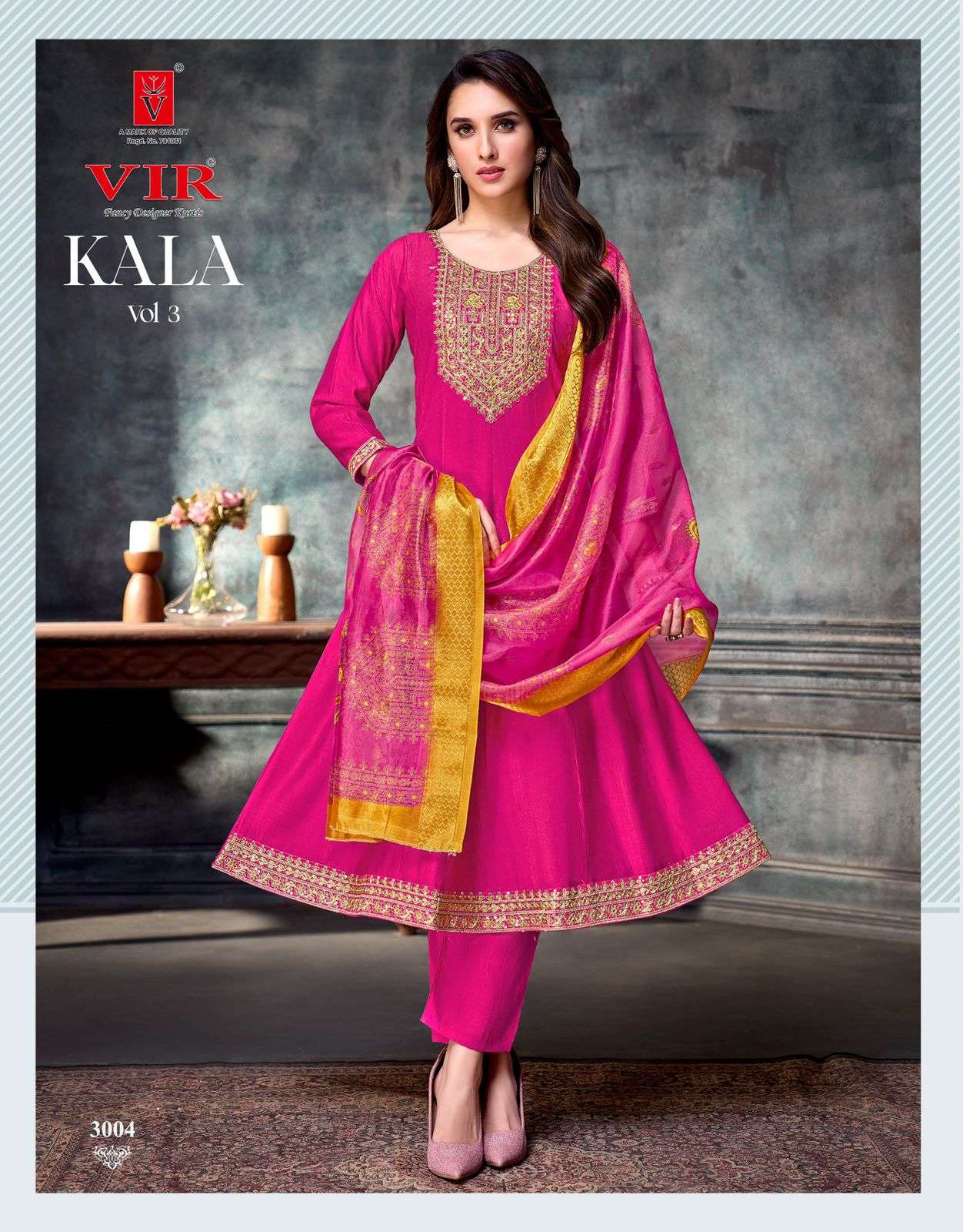 VIR KALA VOL 3 ANARKALI PATTERN KURTI SUIT FOR FESTIVAL WEAR DEALER
