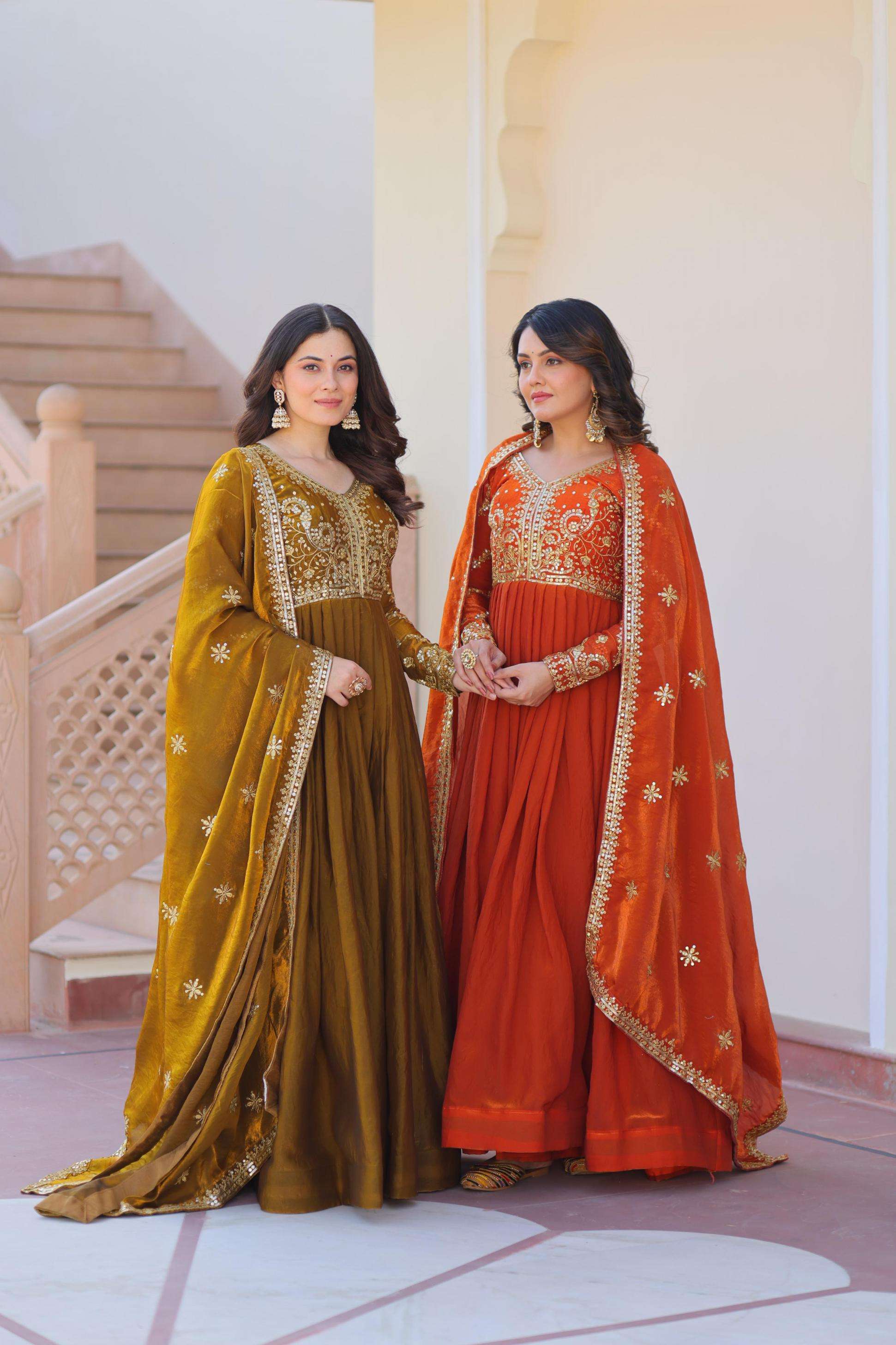 WEDDING SPECIAL BEAUTIFUL EMBROIDERY WORK LONG ROYAL LOOK ANARKALI SUITS LW 9234