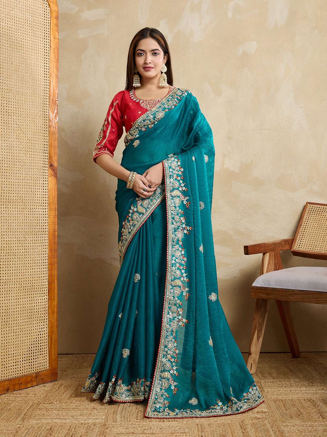 Wedding special chiffon fabric with heavy look saree  Overa vol 1
