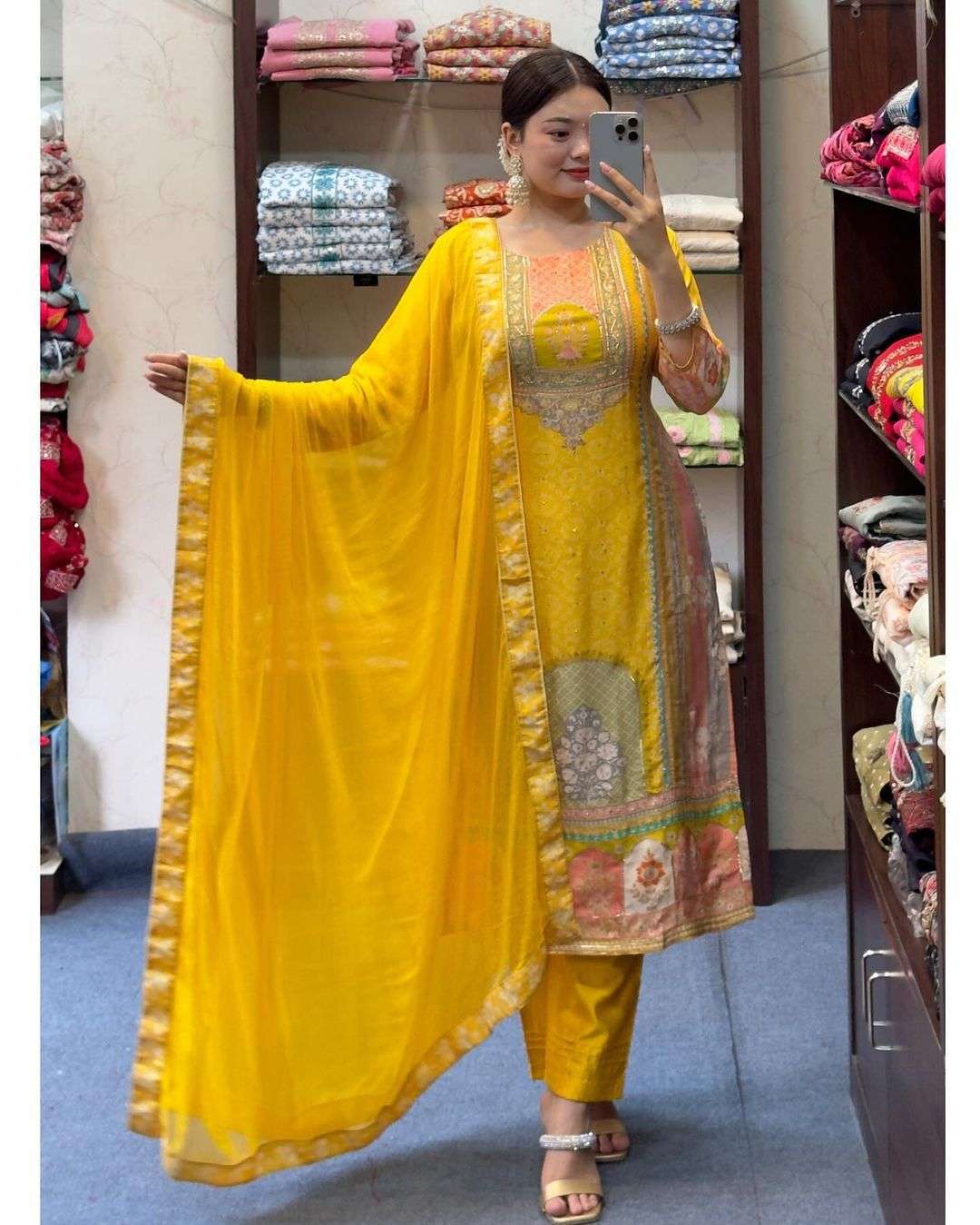 WEDDING WEAR HALDI YELLOW LADIES DRESS WHOLESALE SHOP TS