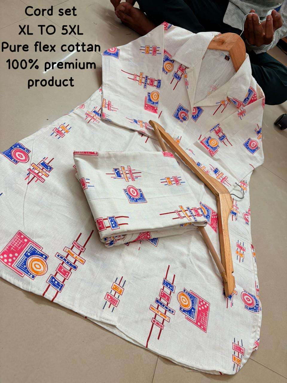 WHITE COTTON JAIPUR PRINT CORD SET TREND CLOTH SUPPLIER VRD
