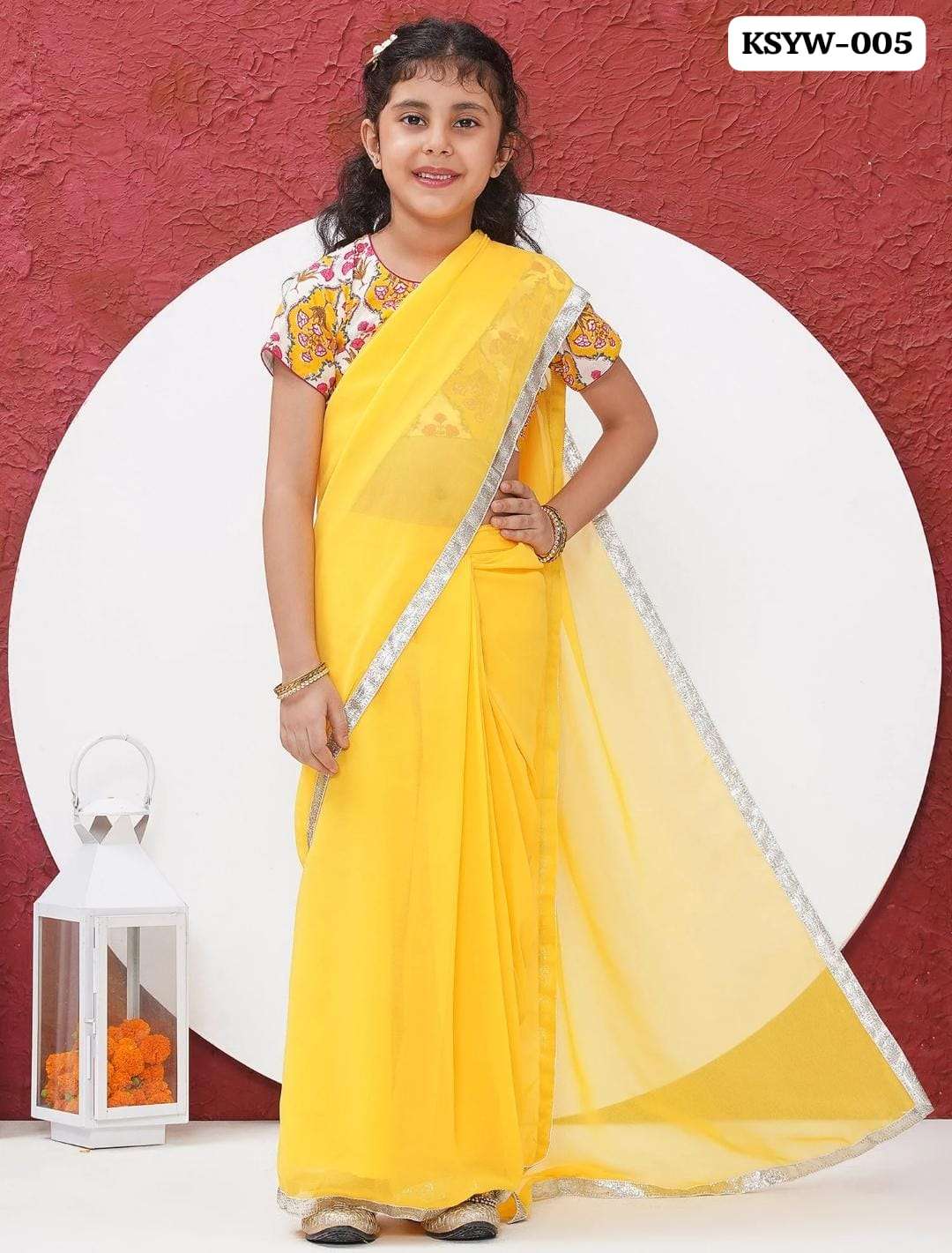 YELLOW SHADES DOLA SILK FABRIC KIDS SPECIAL SAREE 