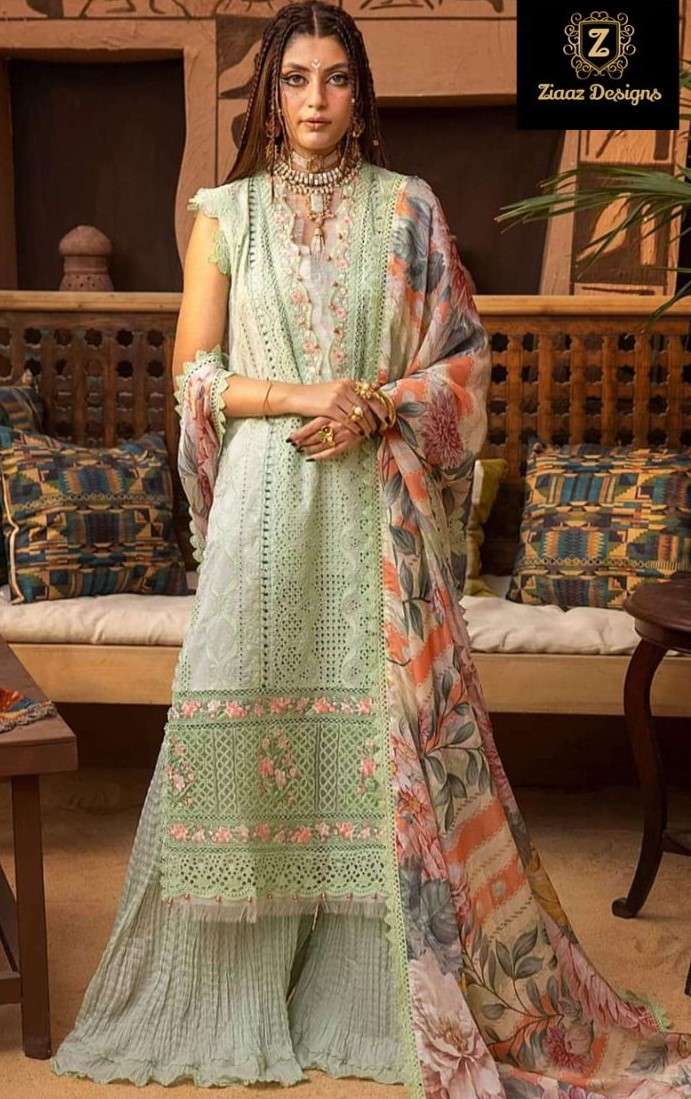 ZIAAZ DESIGNS 545 PAKISTANI FANCY HEAVY GREEN COLOR DRESS SUPPLIER 