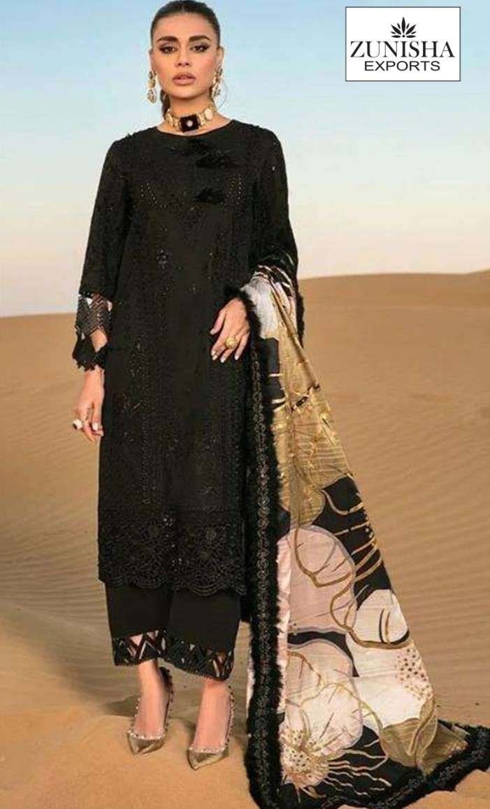ZUNISHA MARIA B EMB RAYON COLLECTION EMBROIDERY WORK BLACK SUIT DEALER