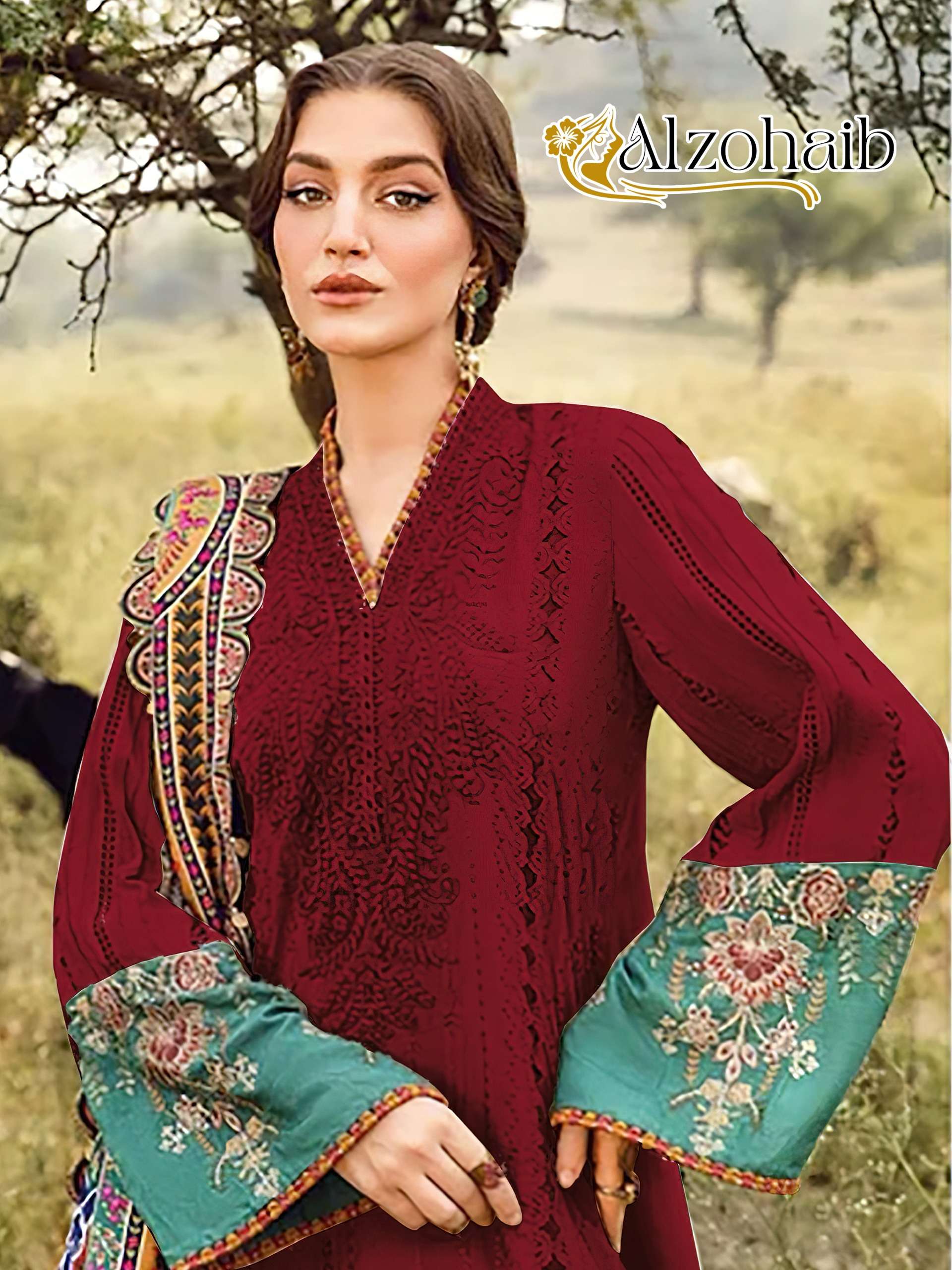 AL ZOHAIB AZ 1261 TOP BRAND INDIAN PAKISTANI SUIT LAWN COTTON MATERIAL RESELLER