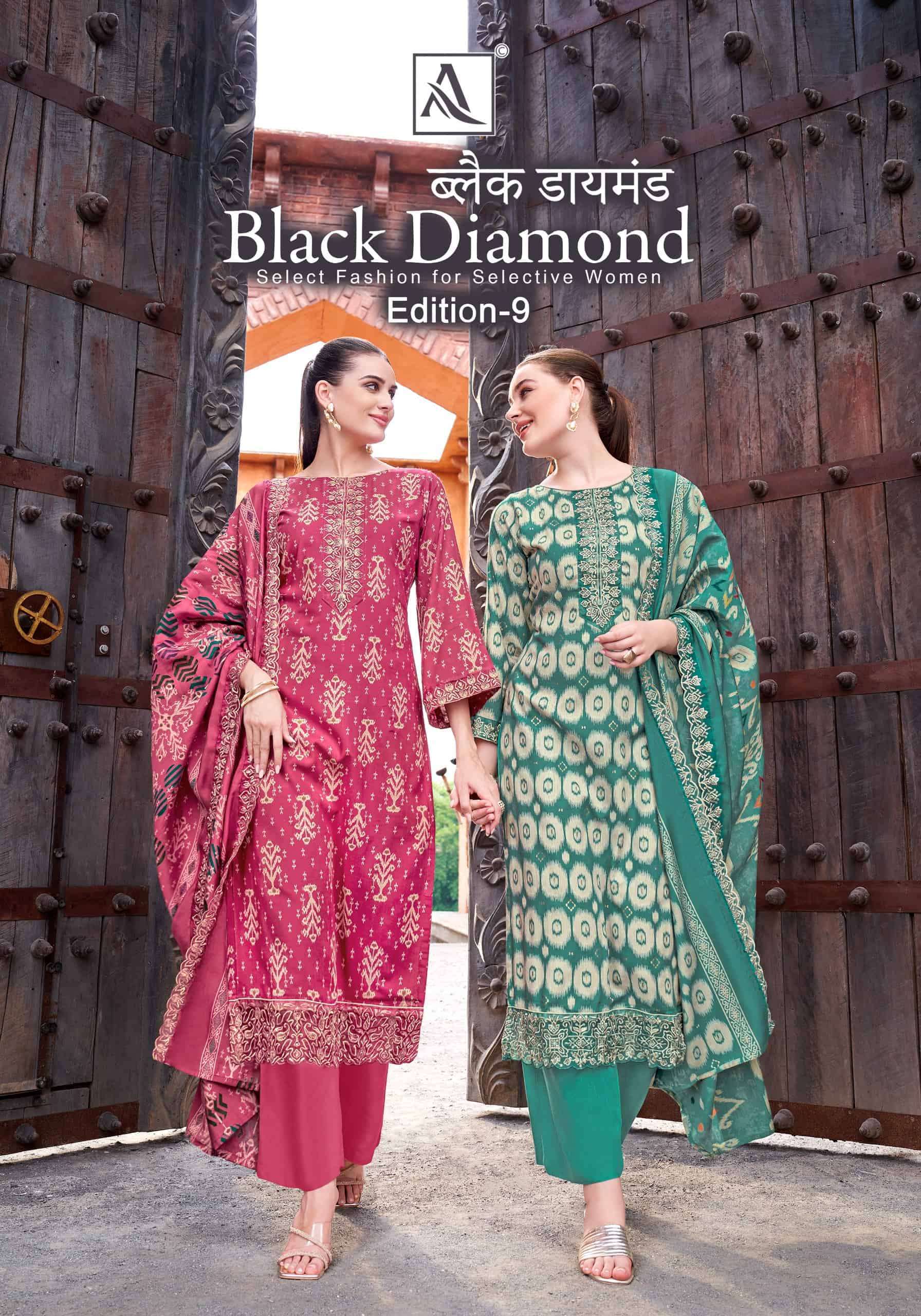 ALOK SUIT BLACK DIAMOND EDITION 9 FANCY RAYON SALWAR SUIT WHOLESALE 
