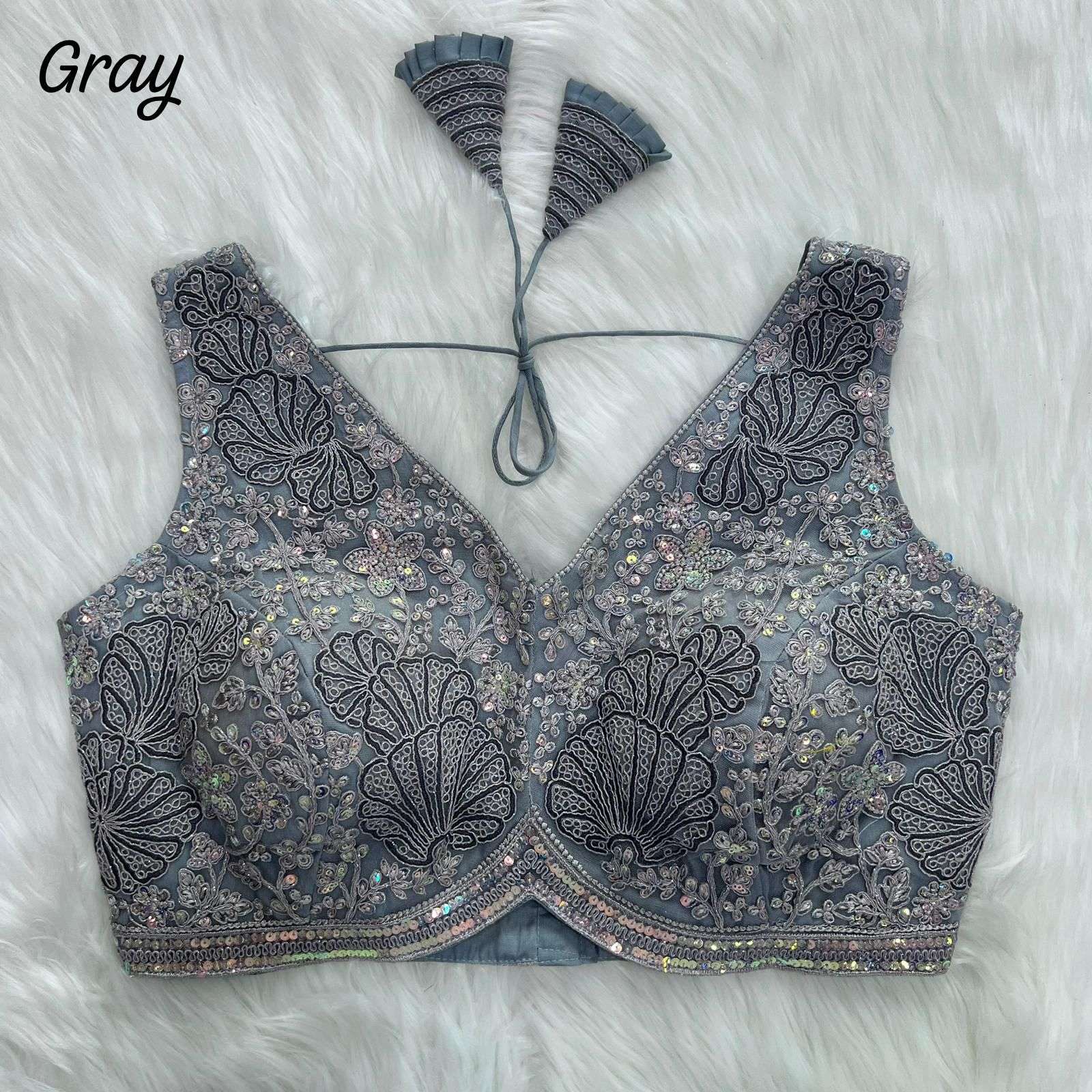 Beautiful embroidery work net fabric fancy Stich blouse 