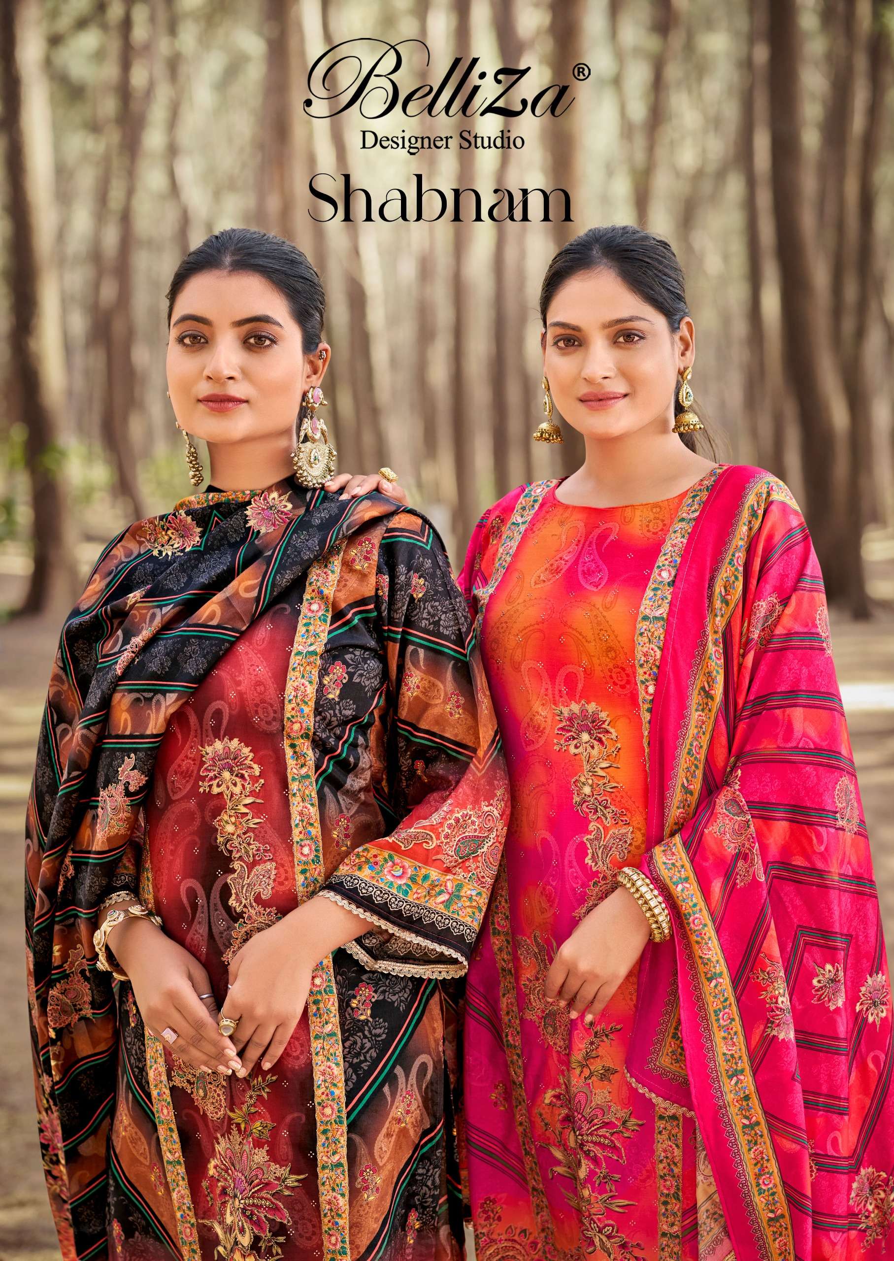 BELLIZA DESIGNER STUDIO SHABNAM PAKISTANI PRINT MUSLIN DIGITAL SUIT RESELLER SHOP