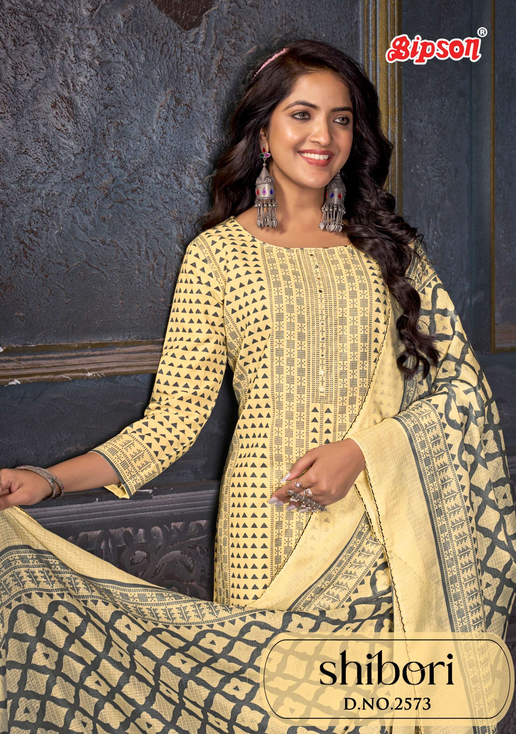BIPSON PRINTED SHIBORI 2573 PURE COTTON WITH JARI WORK LADIES SUIT EXPORTER