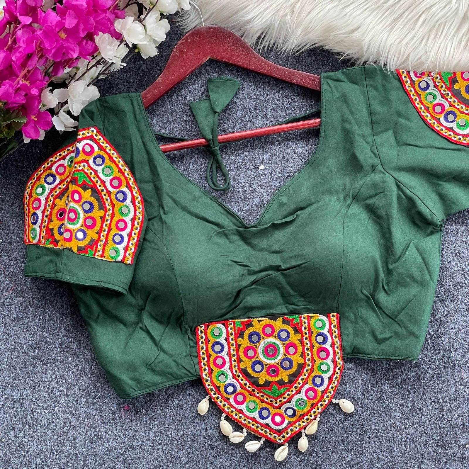 Cotton fabric Embroidery work pach attech traditional look blouse 