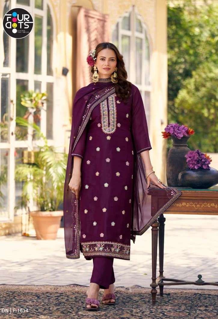 FOURDOTS IBADAT DESIGNER READYMADE SILK LADIES SUIT FOR WOMEN DEALER