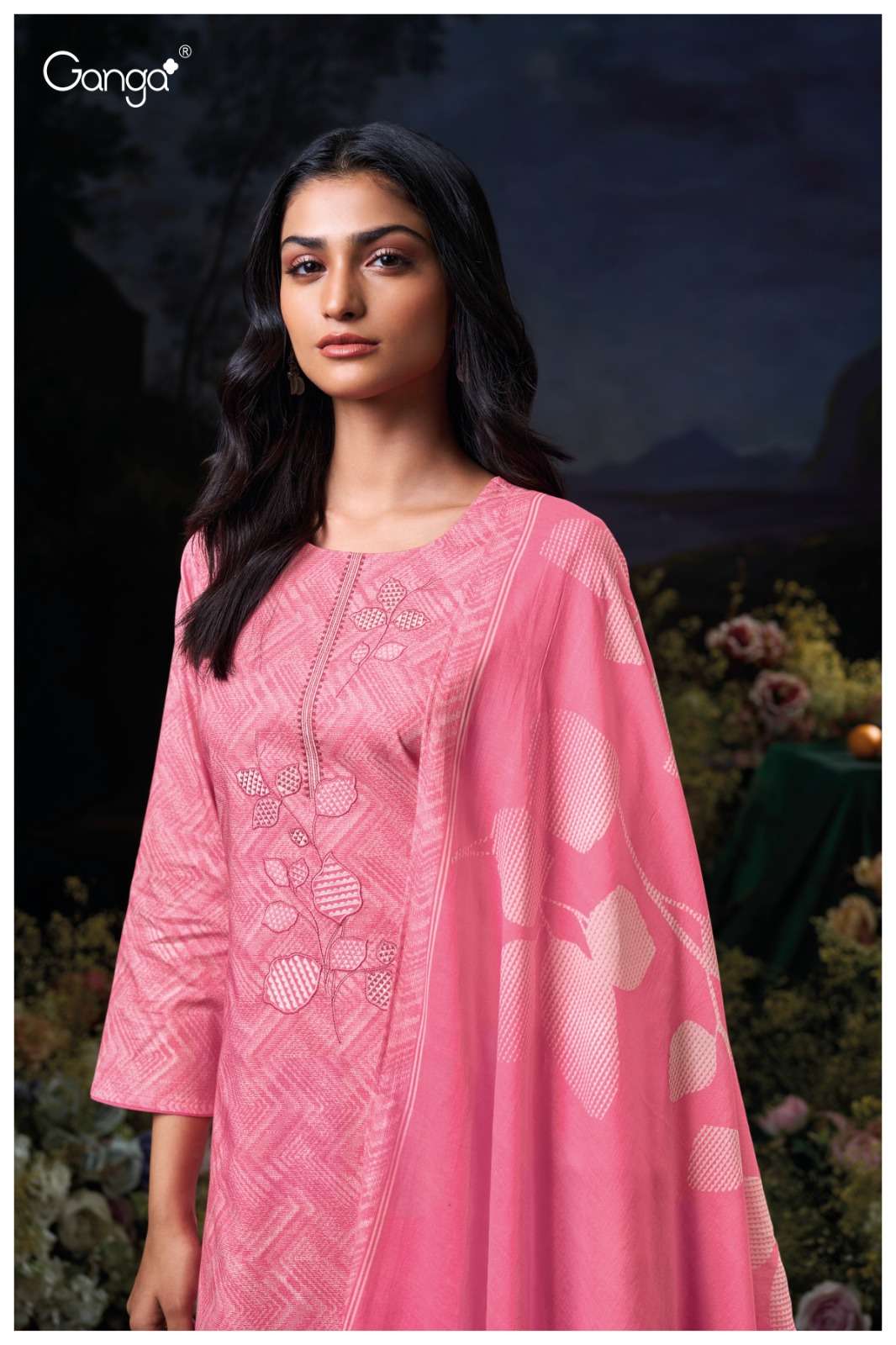 GANGA DIVITA 3597 PREMIUM COTTON PRINTED SCHIFFLI DRESS MATERIAL EXPORTER