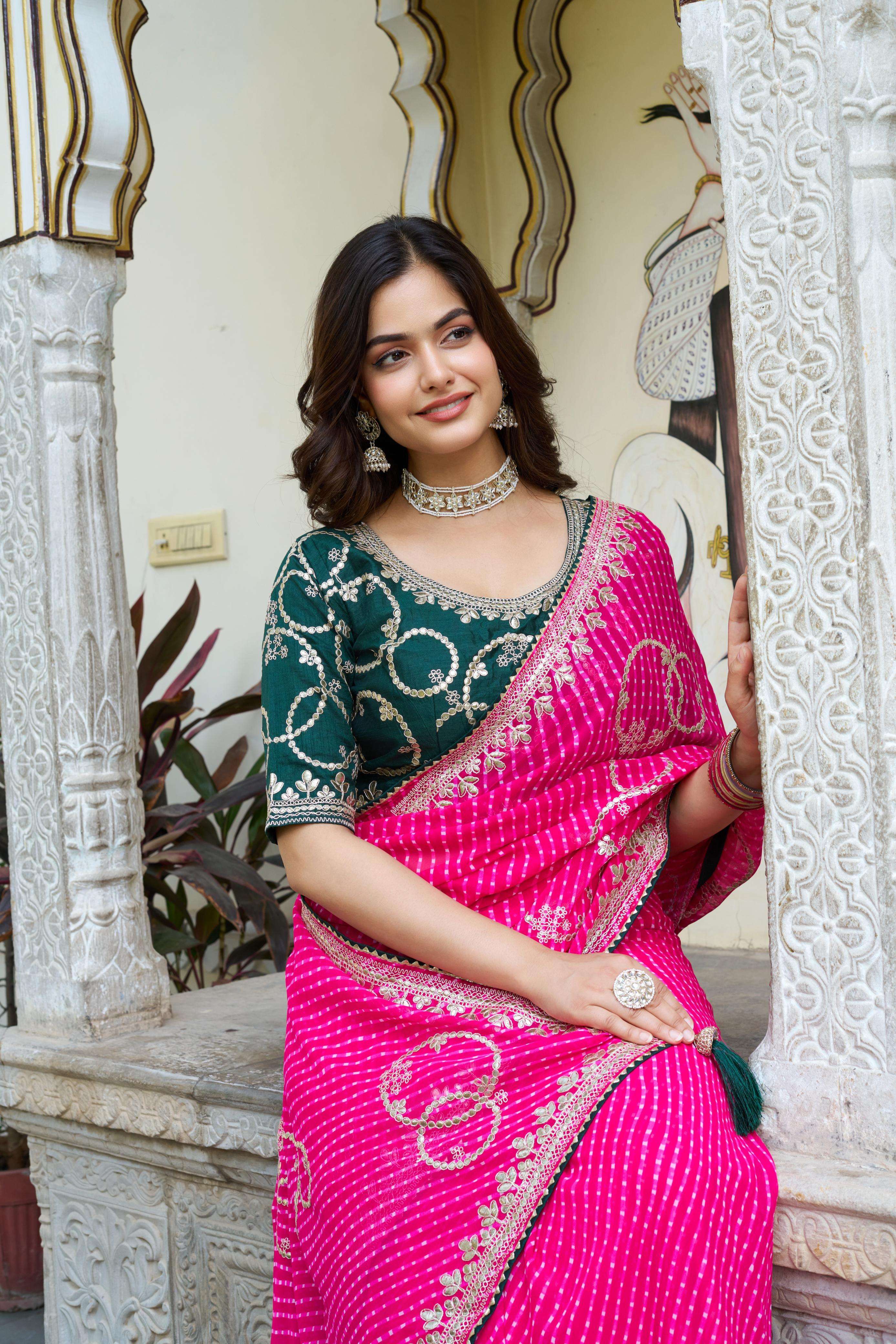 Georgette fabric traditional look laheriya design saree Siya 003