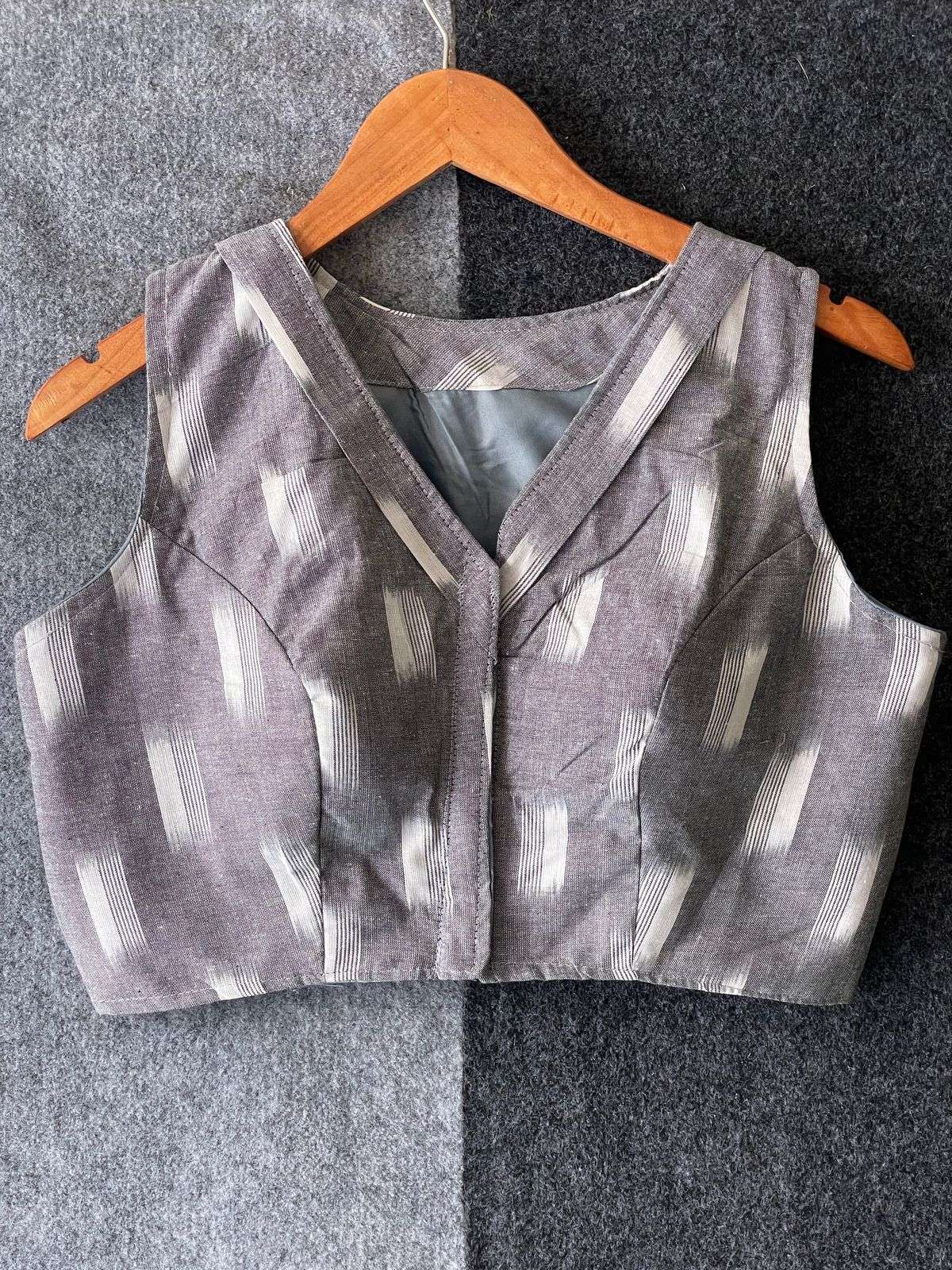 Handloom Cotton fabric ikkat Printed stich blouse Rf