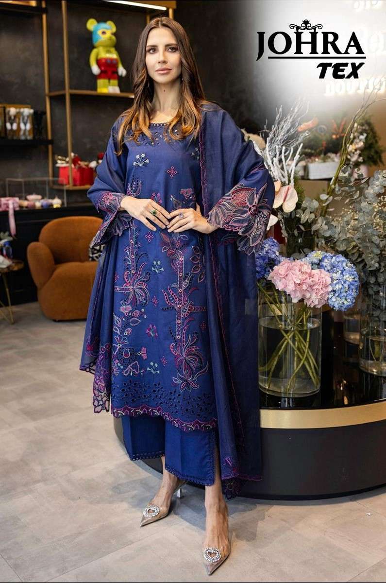 JOHRA TEX JT 168 TOP PAKISTANI DESIGNER BLUE DRESS FOR FESTIVAL CATALOG