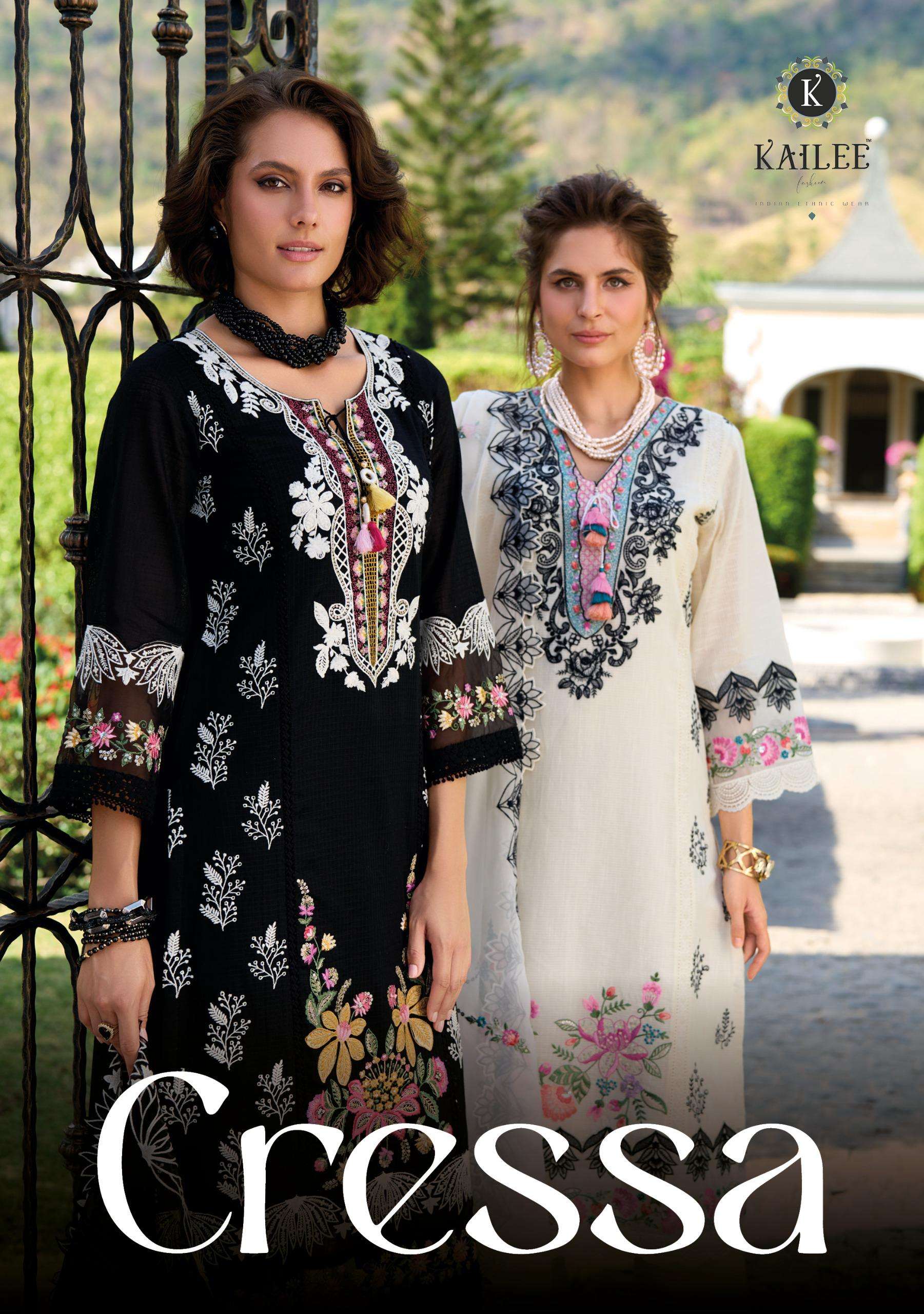 KAILEE FASHION CRESSA BLACK AND WHITE PURE COTTON WORK READY SUIT ONLINE SHOP