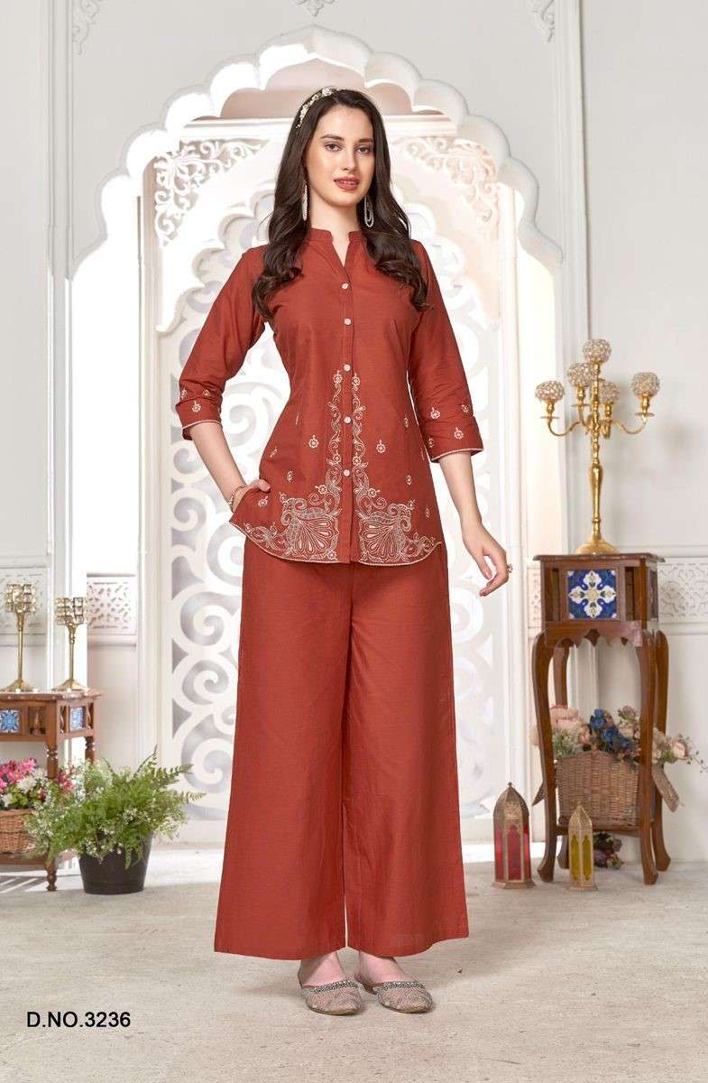 LADIES FLAVOUR 3234 TO 3239 COTTON WITH EMBROIDERY WORK CORD SET CATALOG
